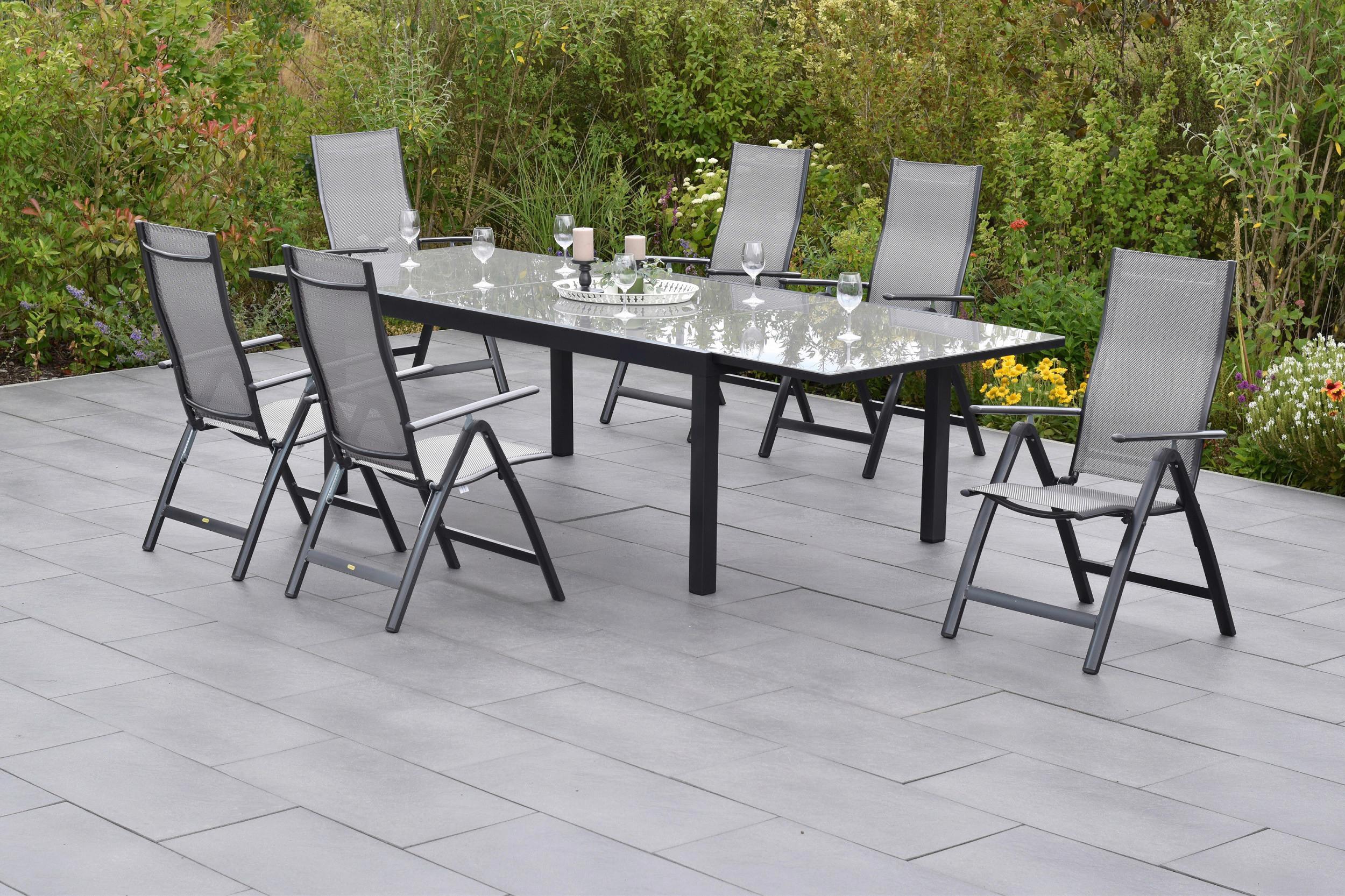 Vrtni Set Carrara, 7-Delni, Aluminij - barve grafita/rjava, Moderno, kovina/tekstil - Gardenson