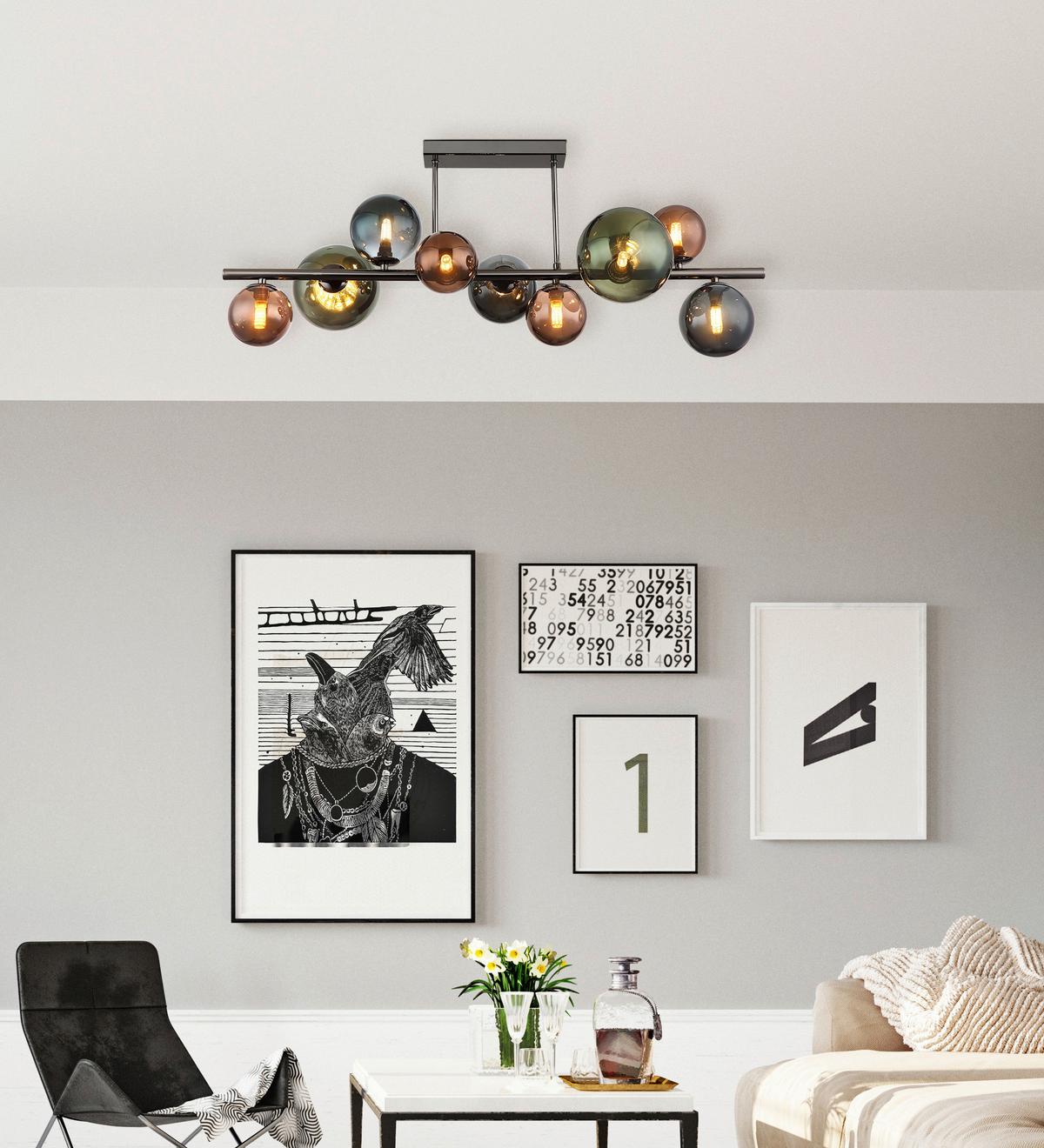 LAMPA SUFITOWA LULA - szary, Design, metal/szkło (87/30/38cm) - Collet's Monde