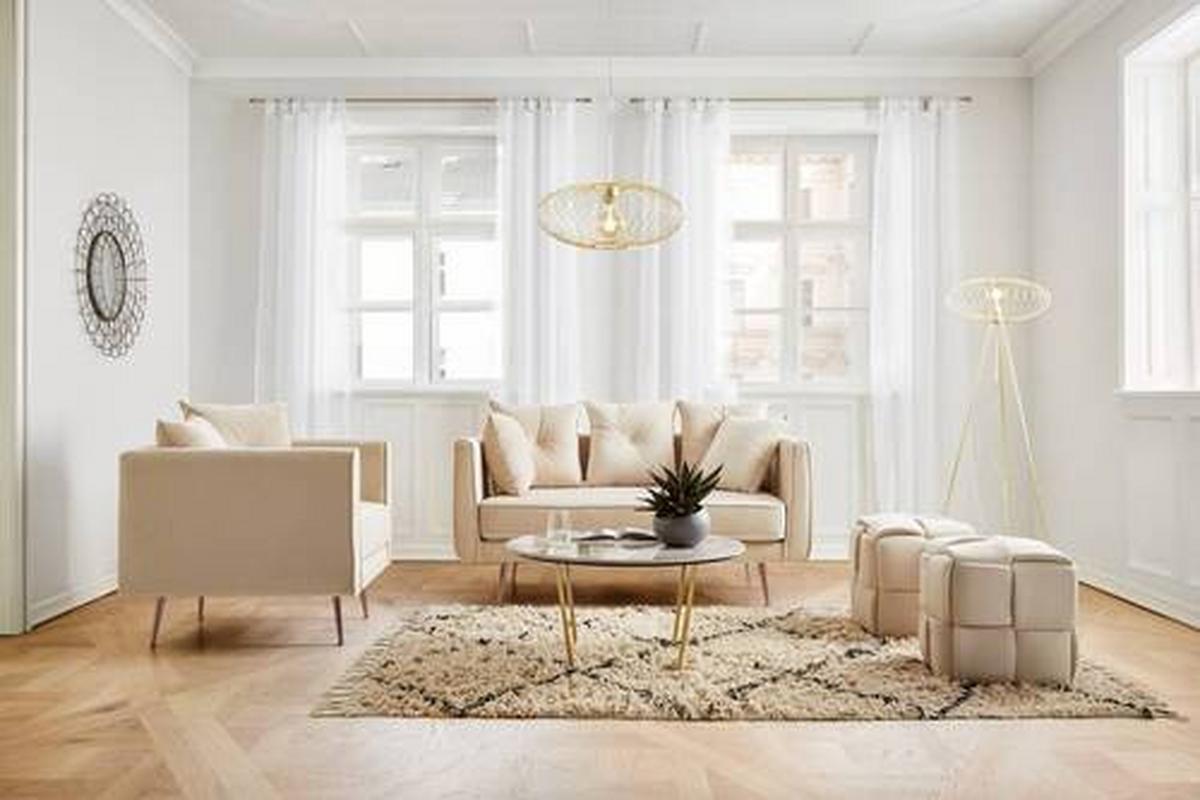 Relaxsessel Luis Beige Samt - Beige/Roségold, MODERN, Holz/Textil (90/87/87cm) - Bessagi Home