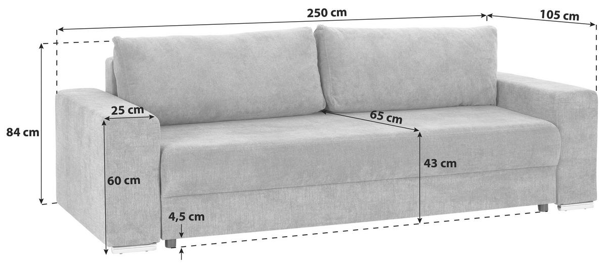 Canapea extensibila GARCIA - bej, Modern, textil (250/84/105cm) - Ondega