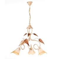 Kronleuchter Vanda Weiß/Beige max. 6 Watt - Beige/Weiß, Natur, Glas/Metall (40/40/110cm)