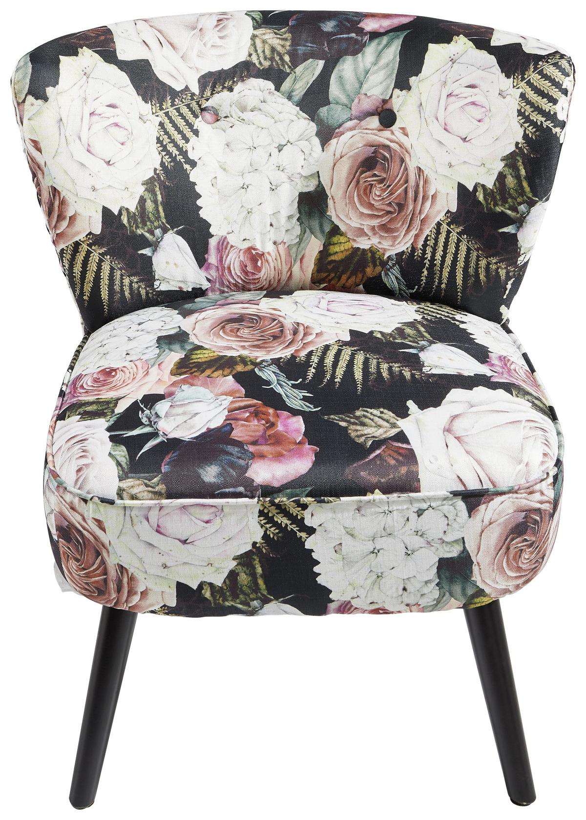 FOTEL CONNY - czarny/różnokolorowy, Trend, drewno/tkanina (63/76/70cm) - Carryhome