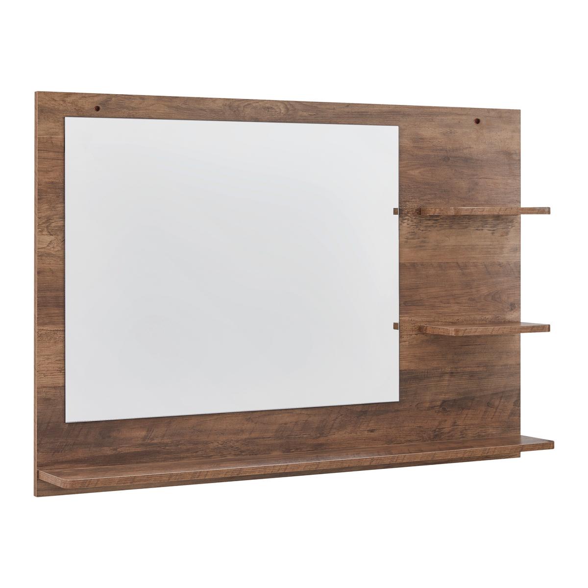 Badezimmerspiegel Dell Naturfarben - Naturfarben, MODERN, Glas/Holzwerkstoff (110/75/15cm) - Bessagi Home