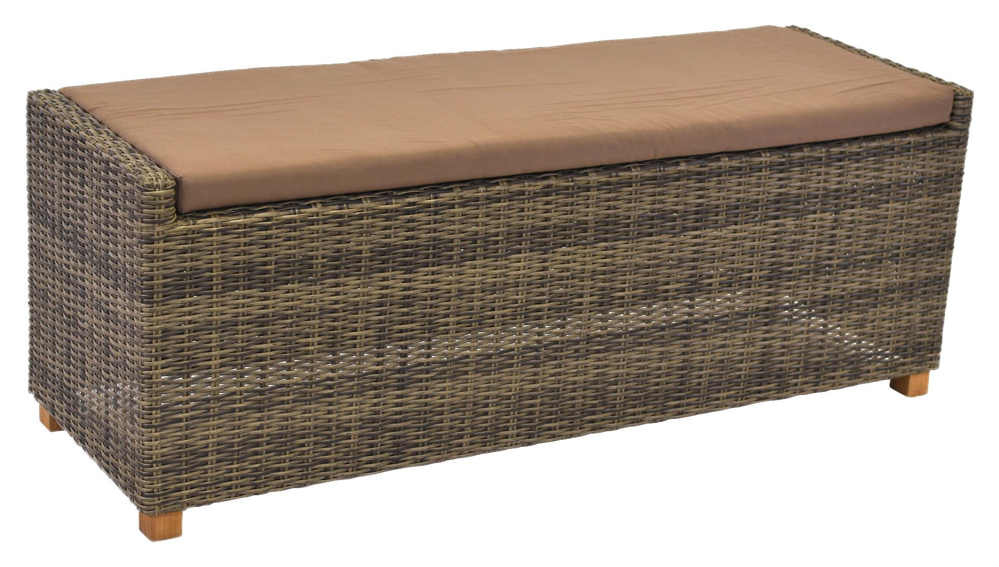 Gartenbank Kunststoff/Textil/ Holz/Metall 3-Sitzer Toskana - Akaziefarben/Cappuccino, KONVENTIONELL, Holz/Kunststoff (136/48/47cm) - Gardenson