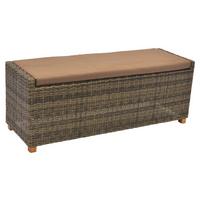 Gartenbank Kunststoff/Textil/ Holz/Metall 3-Sitzer Toskana - Akaziefarben/Cappuccino, KONVENTIONELL, Holz/Kunststoff (136/48/47cm) - Gardenson