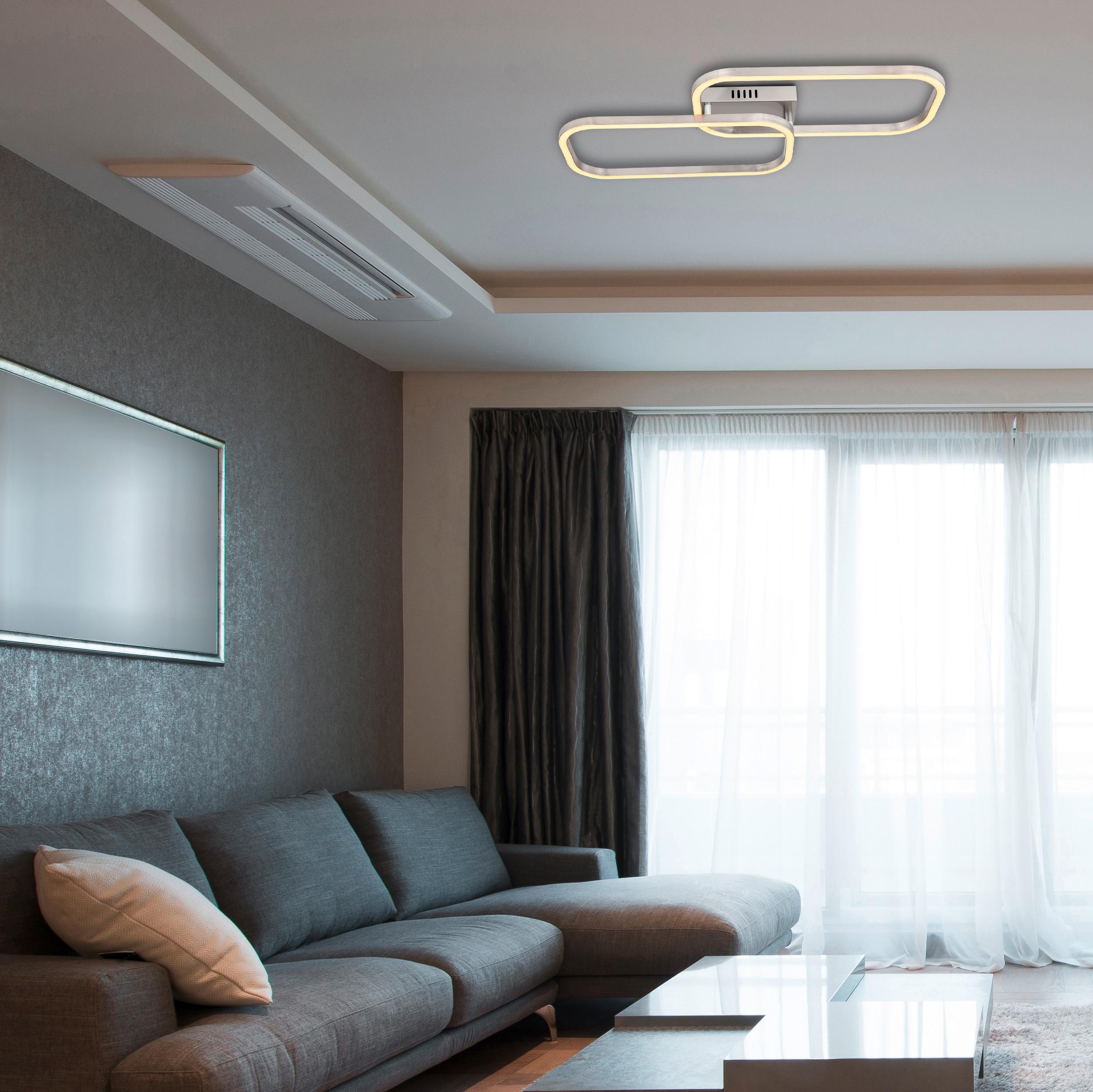 Led Mennyezeti Lámpa 67262d - opál/nikkelszínű, Design, műanyag/fém (62,6/30,6/6cm) - Globo