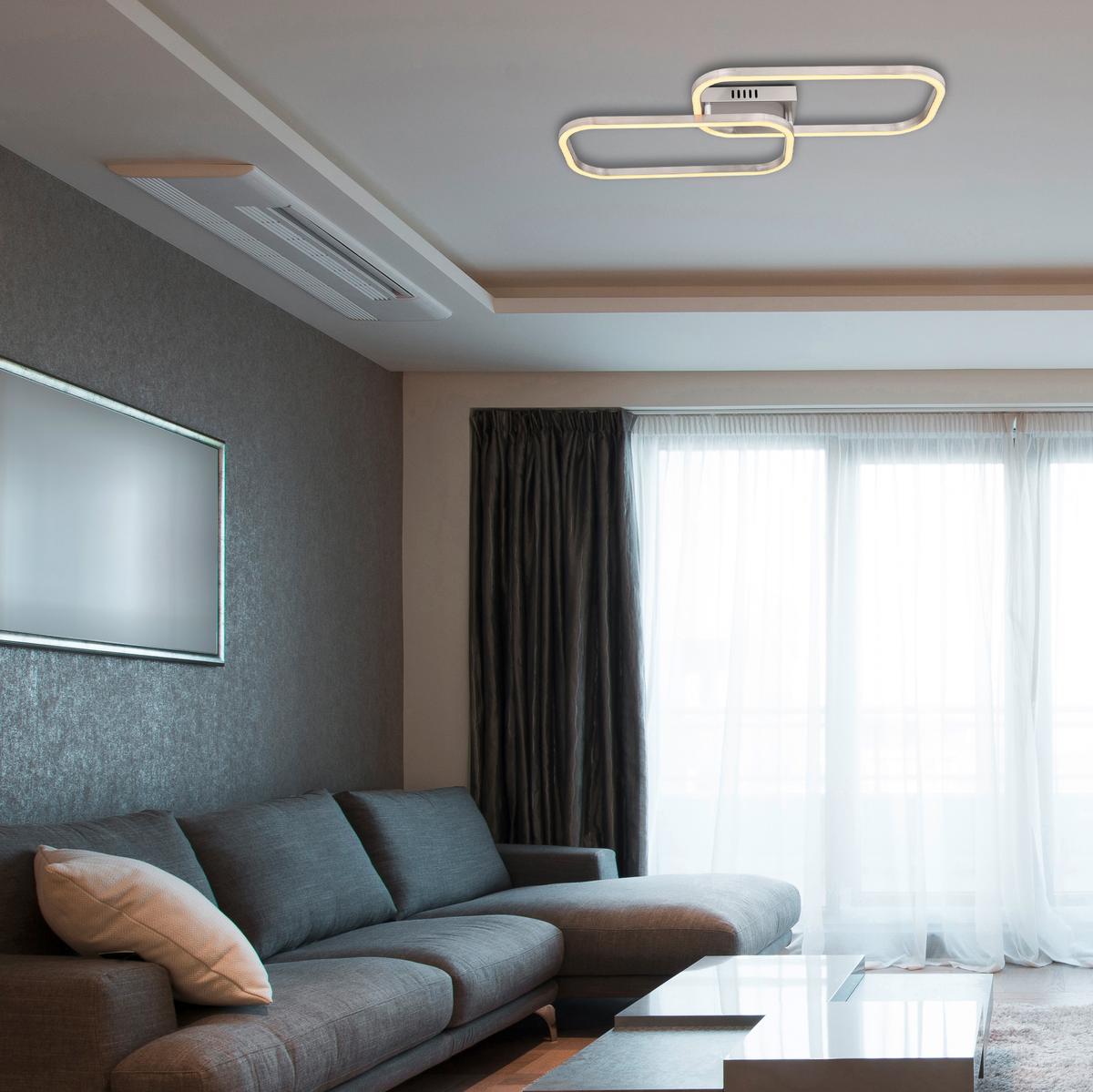 Led Mennyezeti Lámpa 67262d - opál/nikkelszínű, Design, műanyag/fém (62,6/30,6/6cm) - Globo