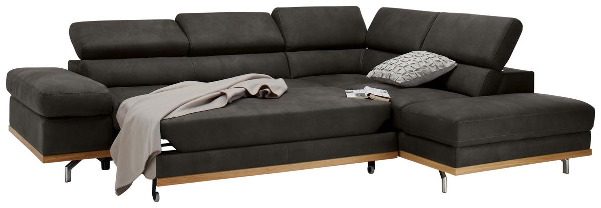 Wohnlandschaft Carmen Dunkelgrau - Chromfarben/Dunkelgrau, Konventionell, Holz/Textil (292/72/226cm) - Premium Living