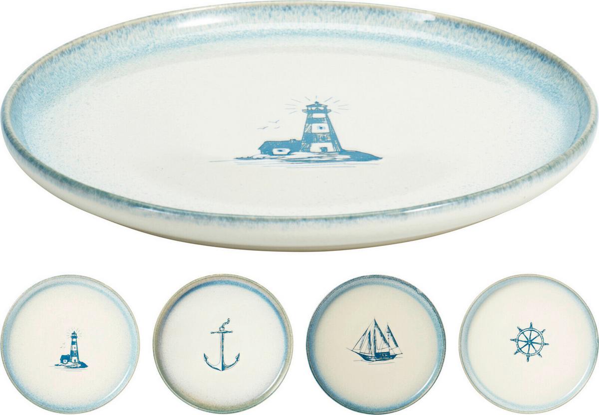 Tál Sea - kék/fehér, Trend, kerámia (22,4/3cm)