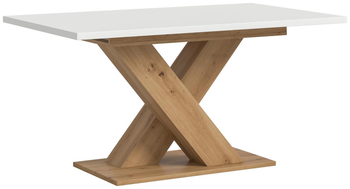 Ausziehtisch Marlon Weiß ca. 150-190x90x76 cm - Weiß/Eiche Artisan, KONVENTIONELL, Holzwerkstoff (150-190/90/76cm)