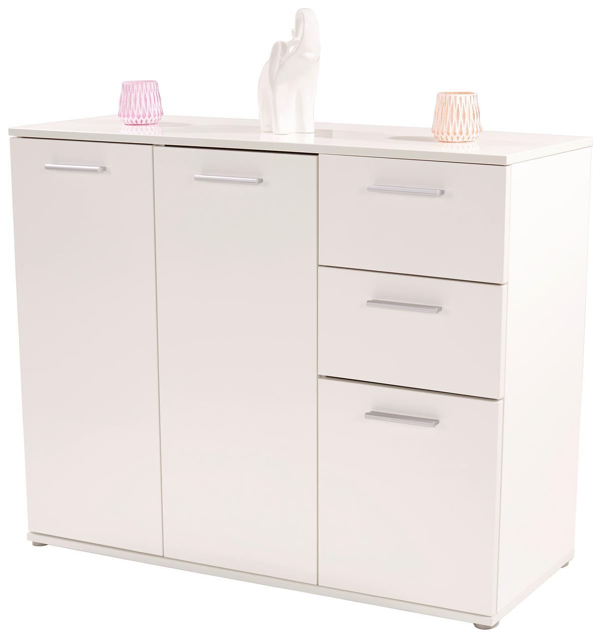 Komoda Christian, Bela - bela/barve aluminija, Moderno, umetna masa/leseni material (120/85/35cm)