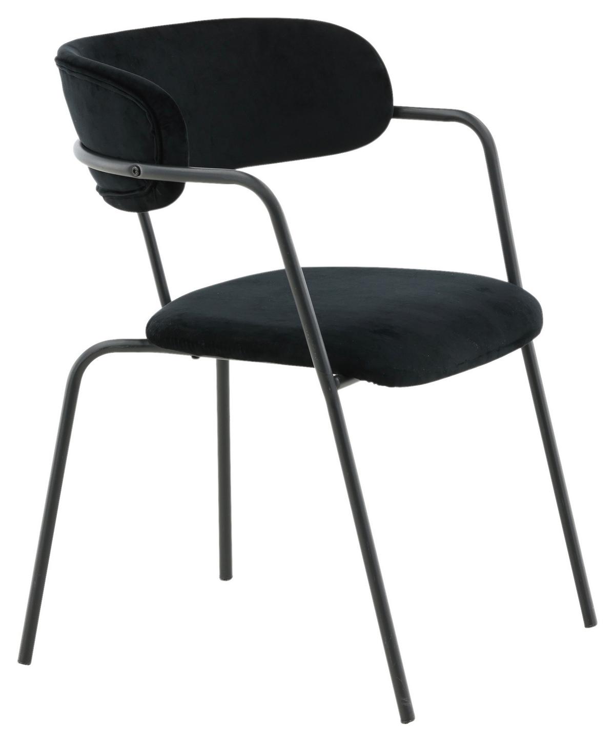 Stuhl-Set Arrow 2er-Set ca. 58x79 cm Samt Schwarz - Schwarz, Design, Textil/Metall (58/79/61cm) - Livetastic