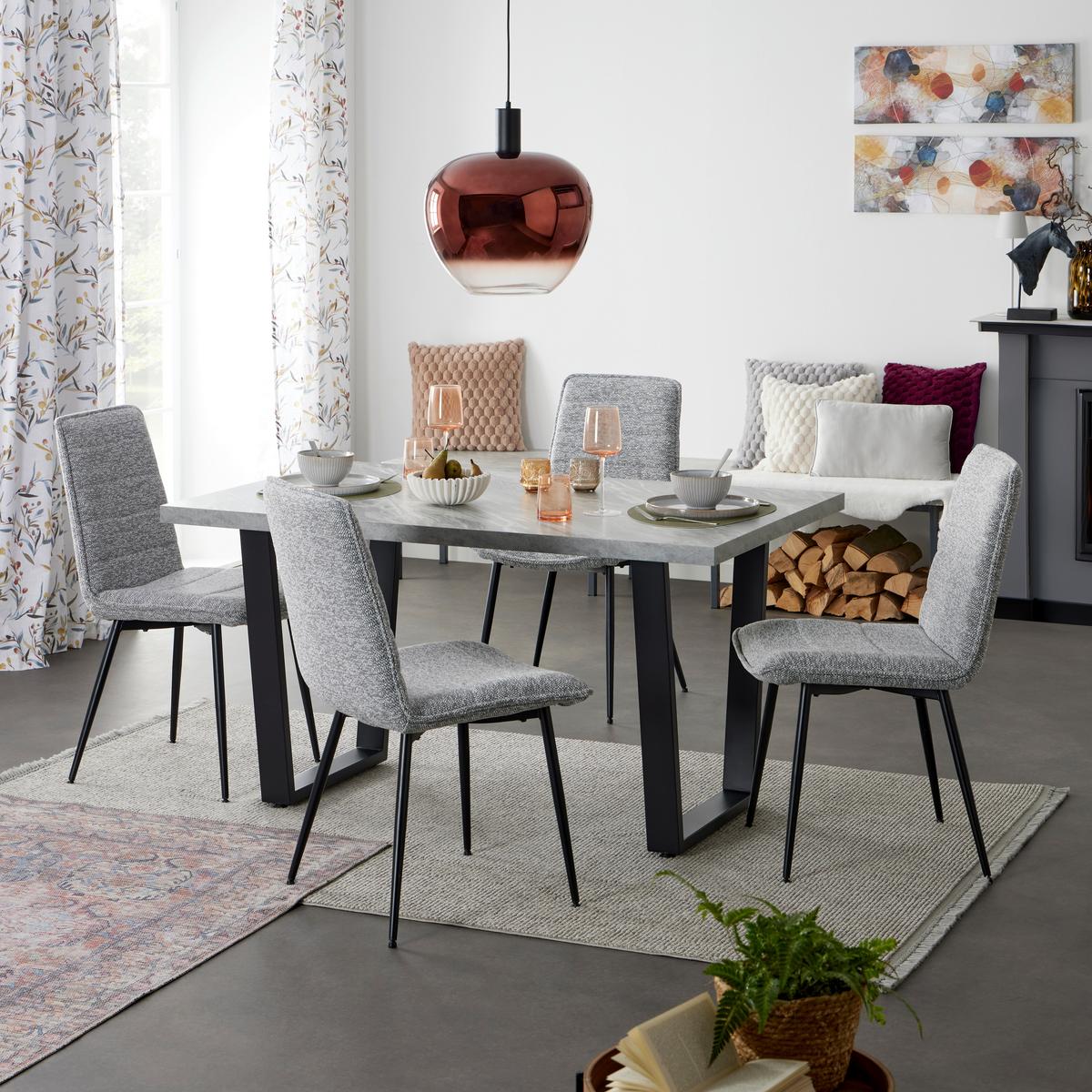 Jedilna Miza Melbourne, Siva, 140x90 - siva/črna, Moderno, kovina/leseni material (140/75/90cm)