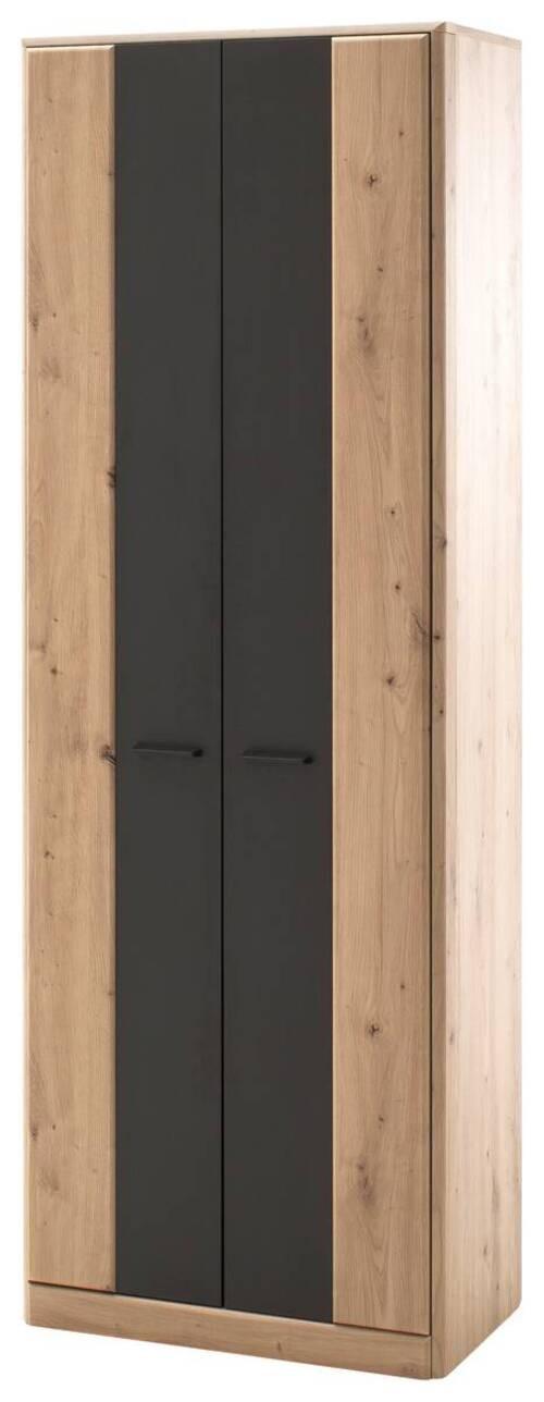 Előszobaszekrény, 2 Ajtós Calais - tölgyfa/antracit, Modern, faalapú anyag/fém (69/198/39cm) - Premium Living