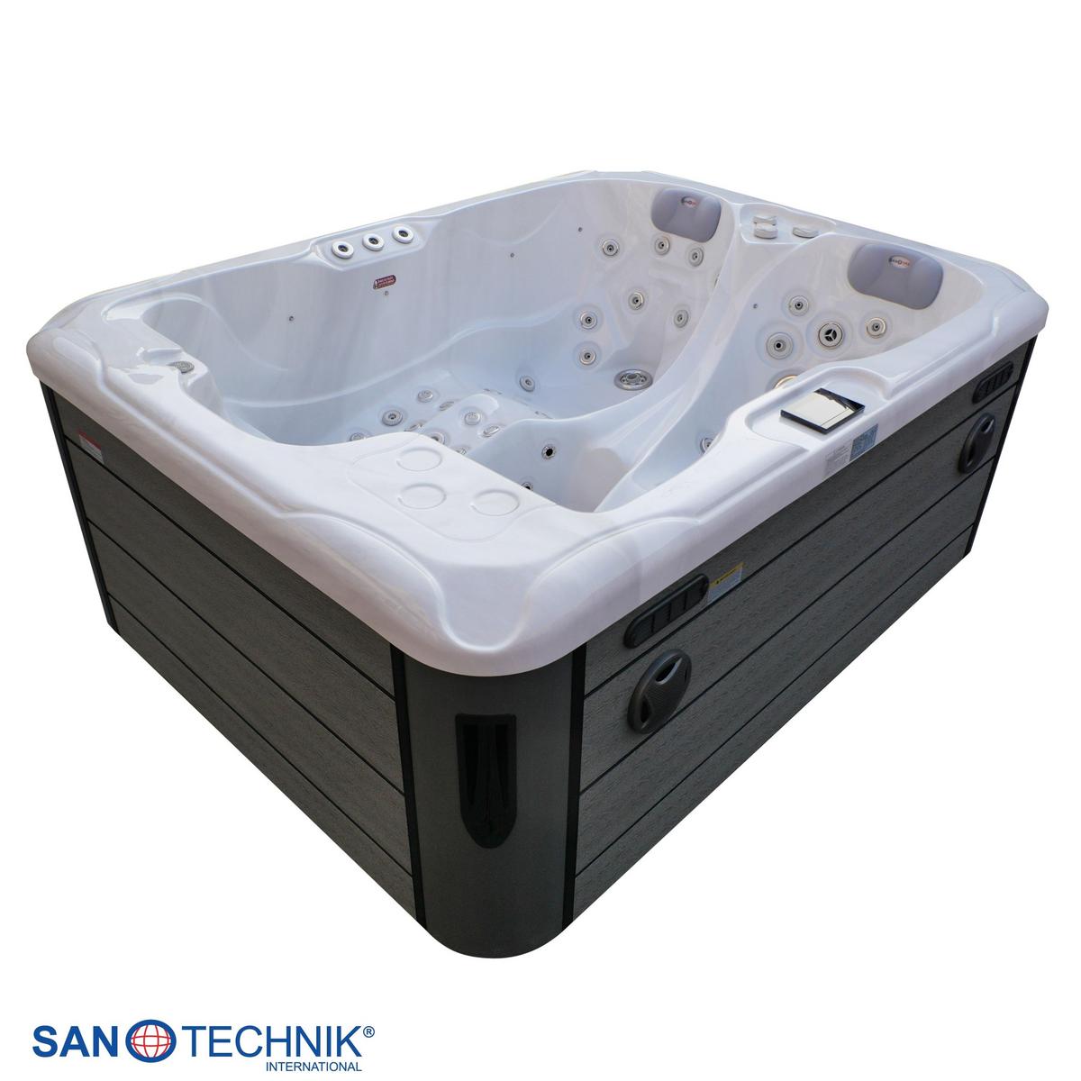 Whirlpool Capri Grauweiß ca. 210x160x90cm - Grauweiß, KONVENTIONELL, Kunststoff (210/160/90cm) - Sanotechnik