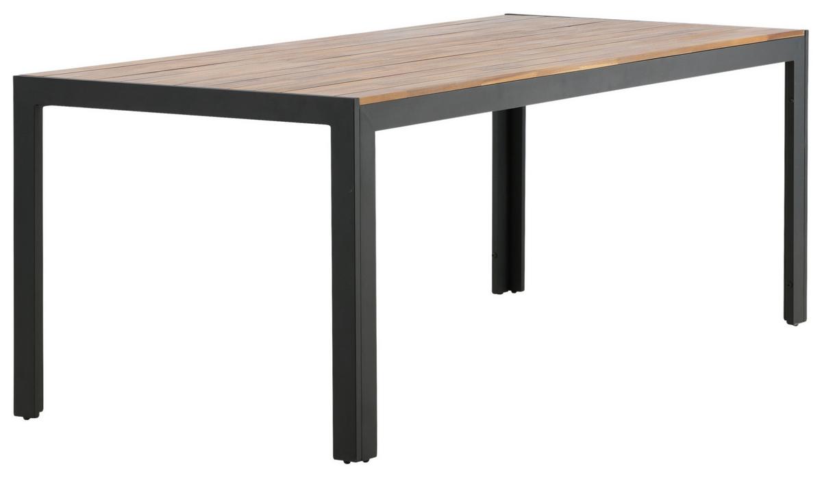 GARTENTISCH BOIS - Schwarz/Akaziefarben, KONVENTIONELL, Holz/Metall (205/90/75cm) - Gardenson