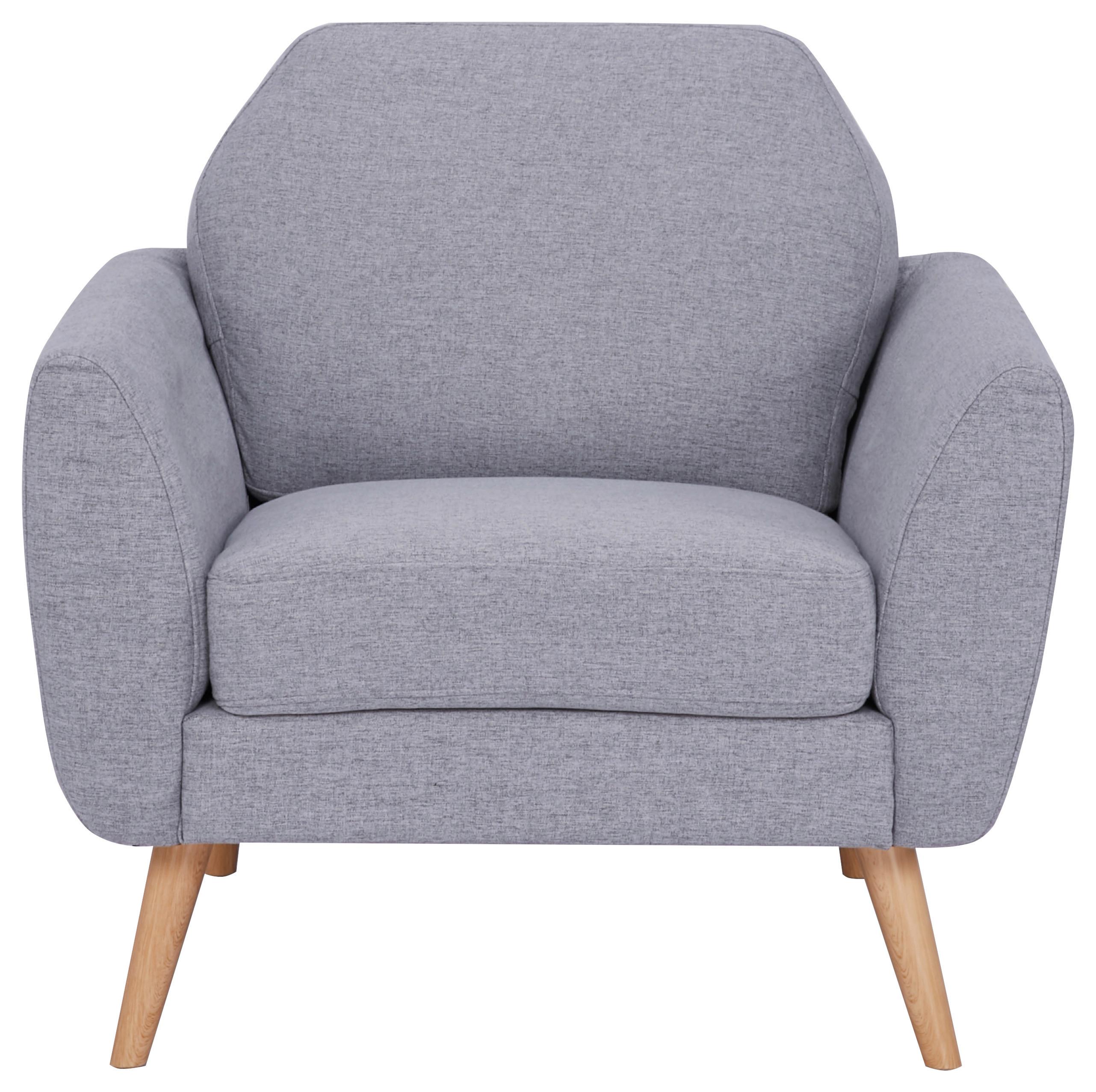 Fotelja Brooke - siva/prirodna boja, Moderno, drvo/tekstil (82/80/78cm) - Ondega