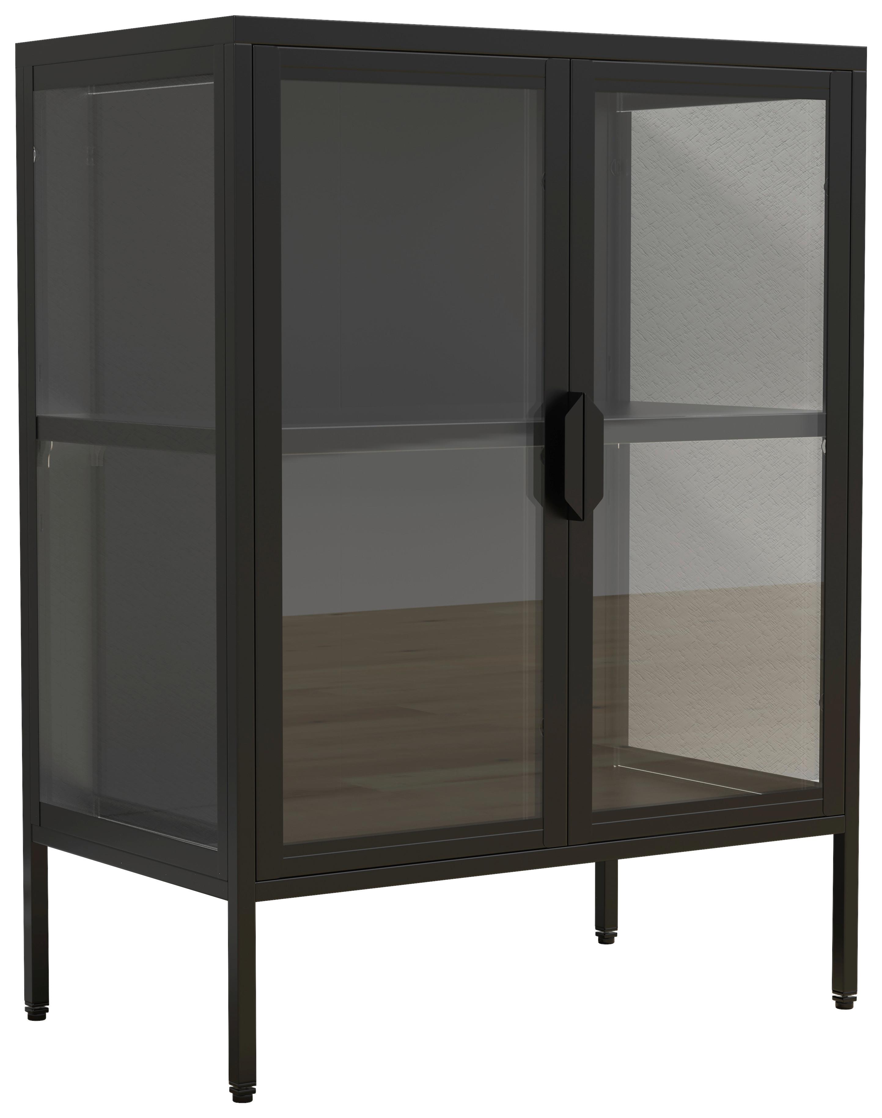 Vitrine Floka S - Transparent/Schwarz, Design, Glas/Metall (60/80/35cm) - MID.YOU