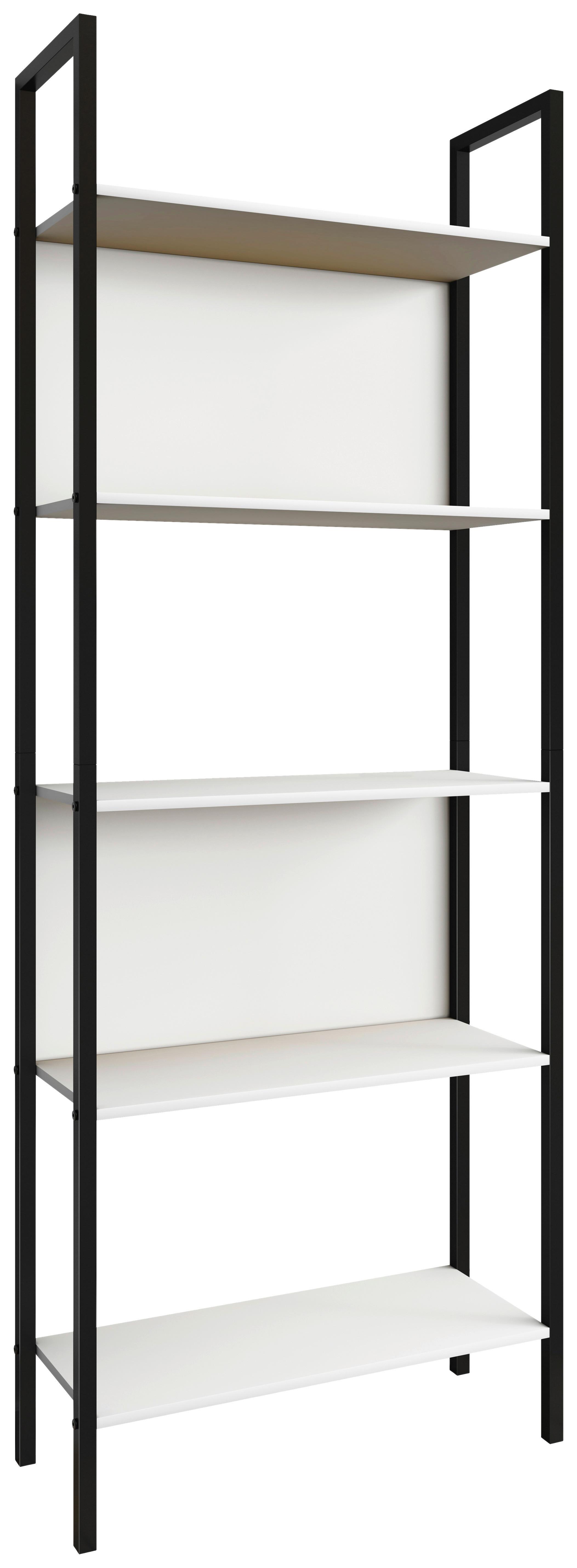 Regal Flakos 5, Bela - črna/bela, Konvencionalno, kovina/leseni material (62/165/24cm)