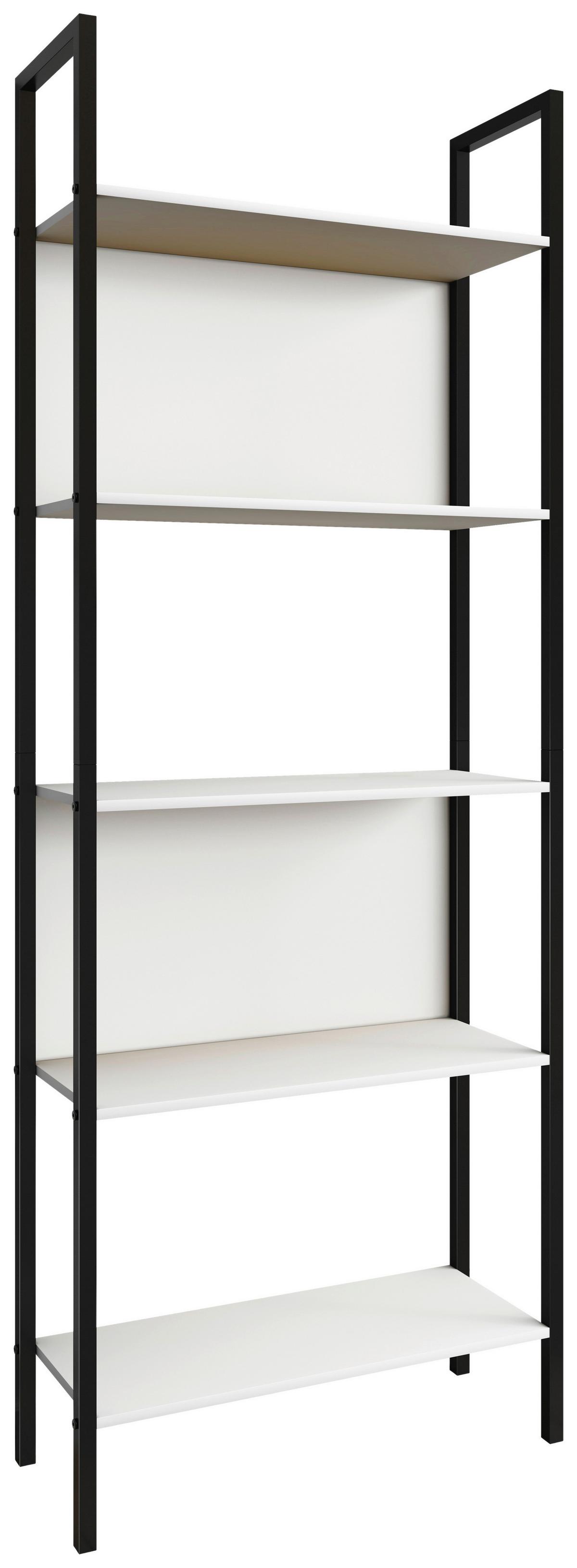 Regal Flakos 5, Bela - črna/bela, Konvencionalno, kovina/leseni material (62/165/24cm)