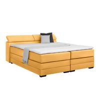 Boxspringbett Sevilla Senfgelb ca. 180x200cm - Senfgelb/Schwarz, KONVENTIONELL, Holz/Kunststoff (180/200cm) - Premium Living