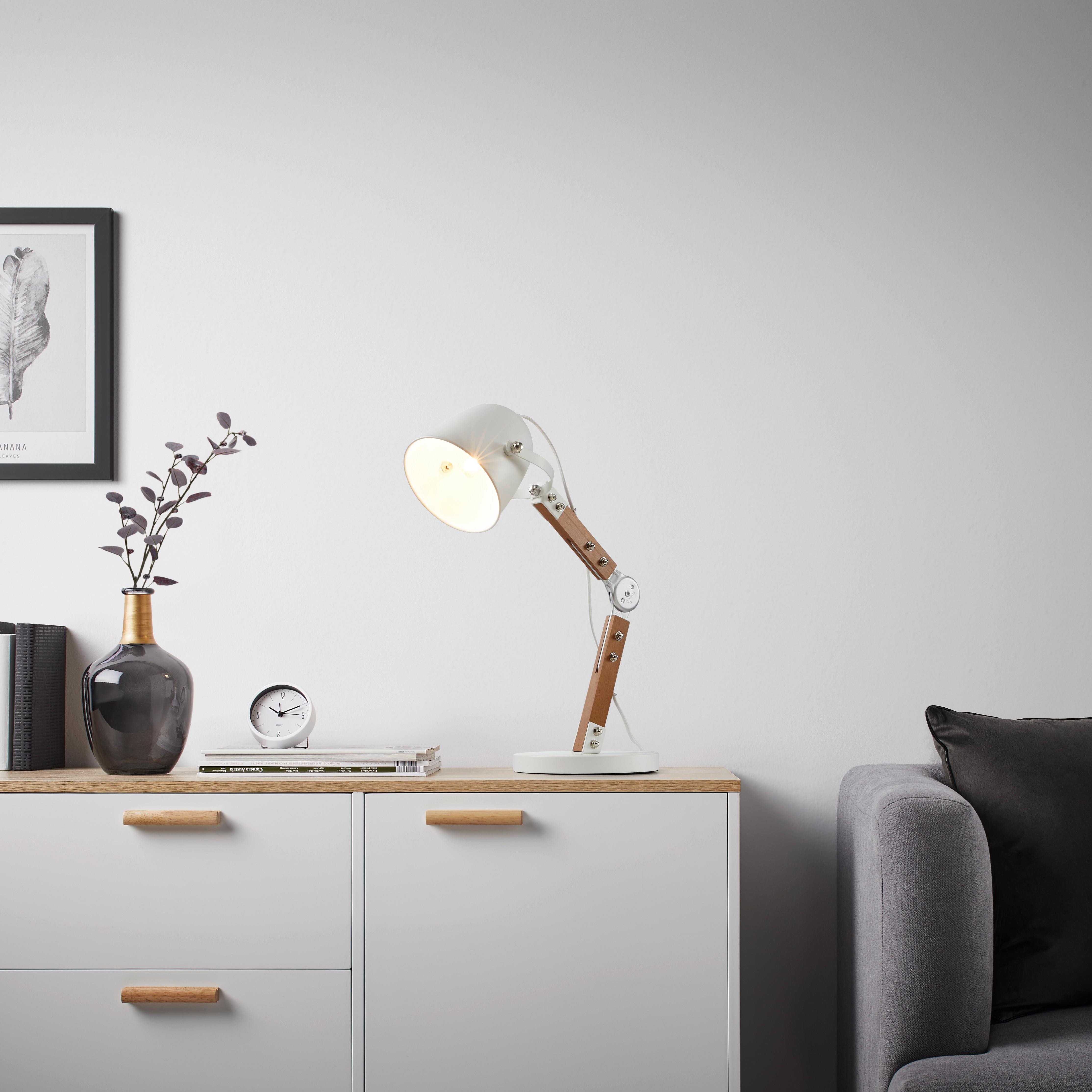 Tischleuchte George max. 40 Watt - Weiß, MODERN, Holz/Metall - Bessagi Home