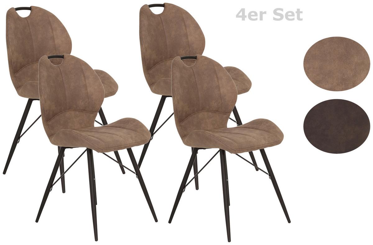 Stuhlset Kate S 2er-Set ca. 50x86 cm Schlammfarben - Schlammfarben/Schwarz, MODERN, Textil/Metall (50/86/56cm) - MID.YOU