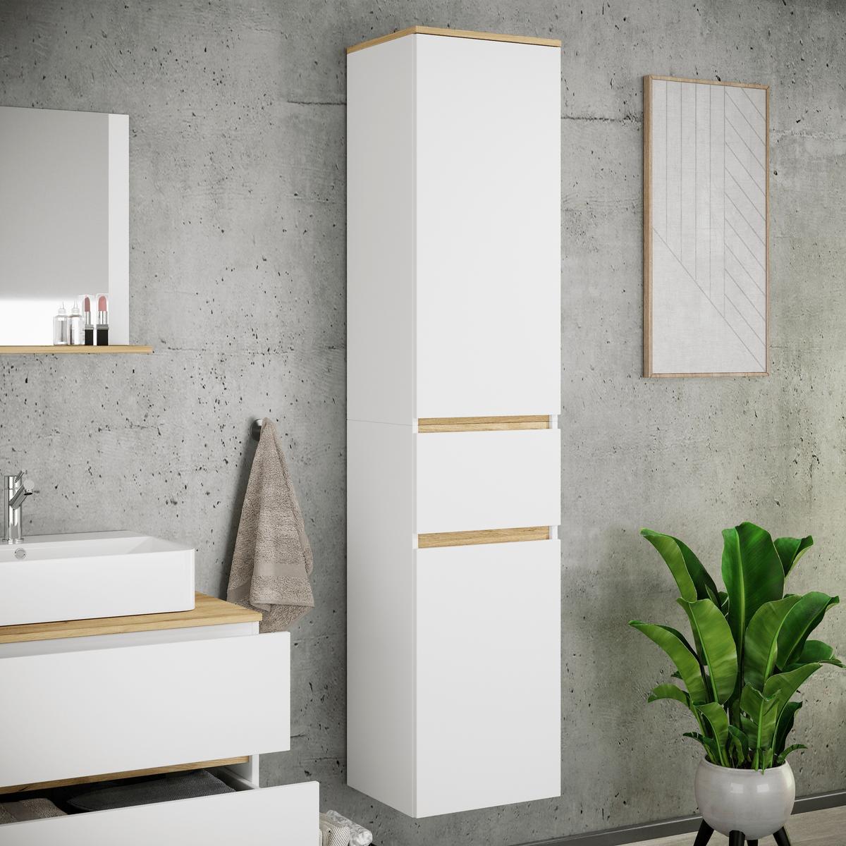 Hochschrank Cosila - Honigeiche/Weiss, Trend, Holzwerkstoff (40/180/35cm) - MID.YOU