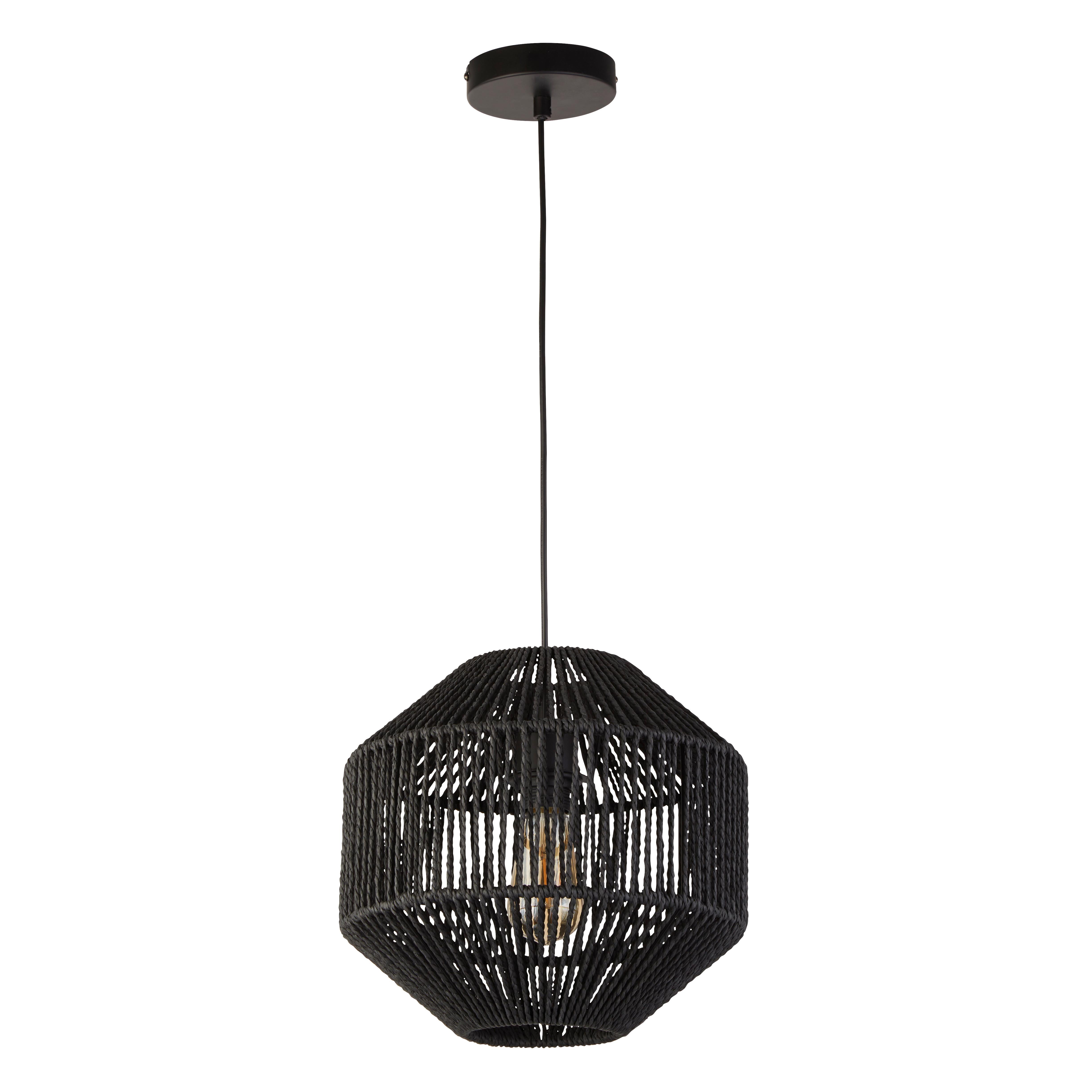 Függőlámpa Wicker 11203-1bk - fekete, Design, textil/fém (30/153cm)