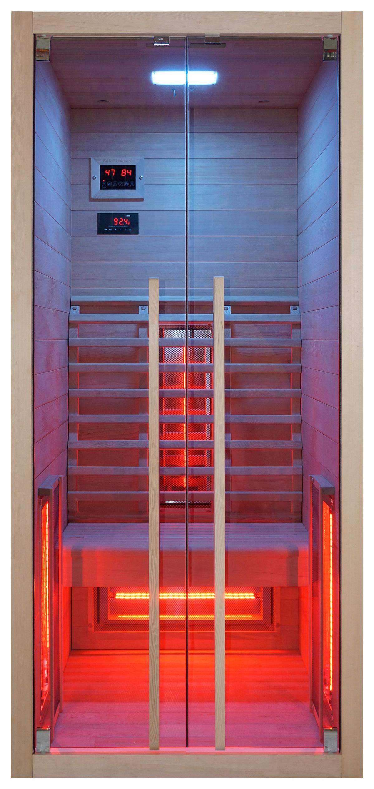 Infrarotkabine Ruby ca. 90,5x195x100cm - Naturfarben, Basics, Holz (90,5/195/100cm) - Sanotechnik