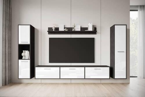 WOHNWAND BOGOTA XL ANTHRAZIT/WEISS - Weiß Hochglanz/Anthrazit, Basics, Holzwerkstoff/Kunststoff (240/130/31cm) - MID.YOU