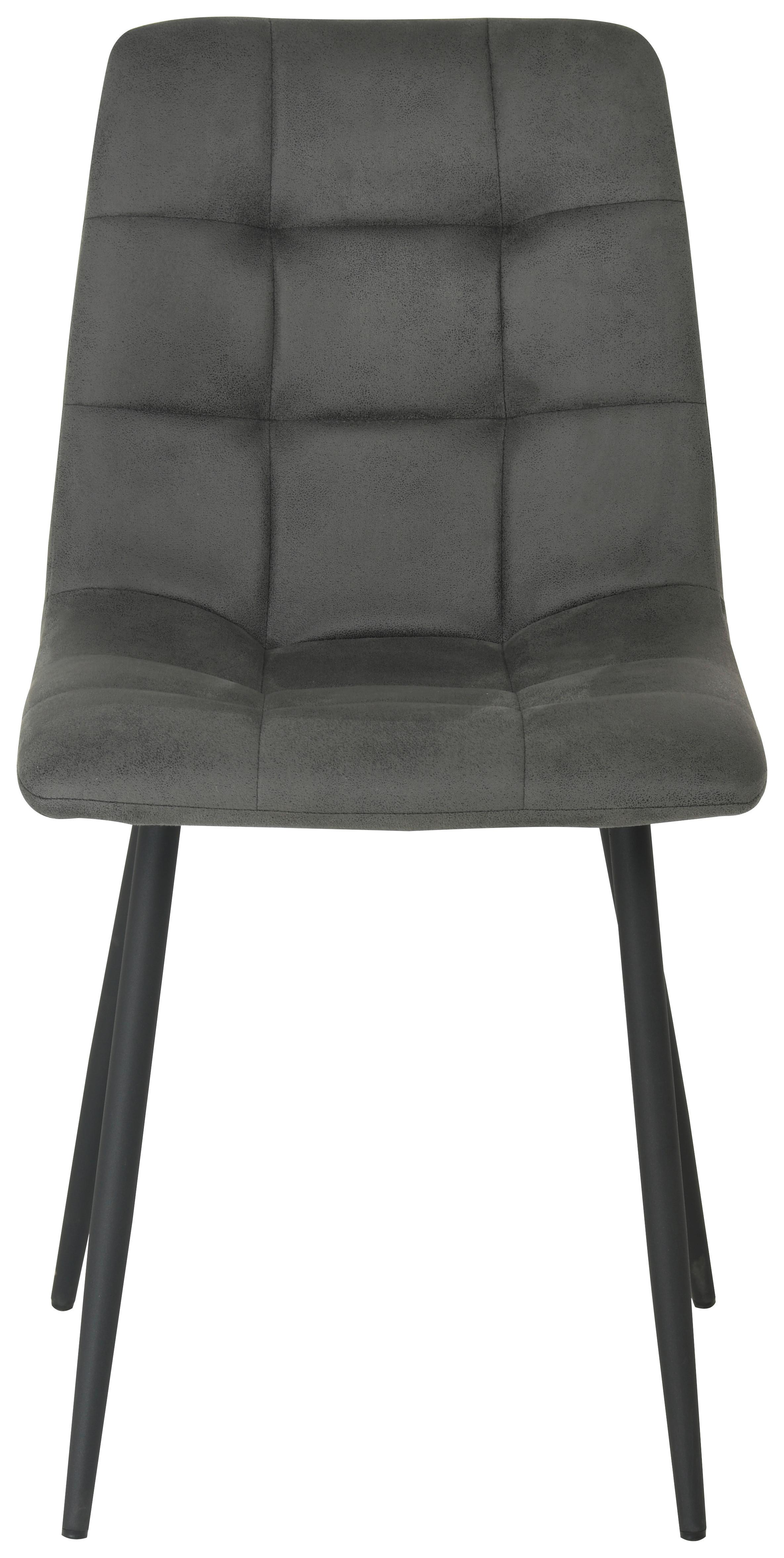Stuhl Nino in Grau Mikrofaser - Schwarz/Grau, MODERN, Holz/Textil (45/88/54,5cm) - Based