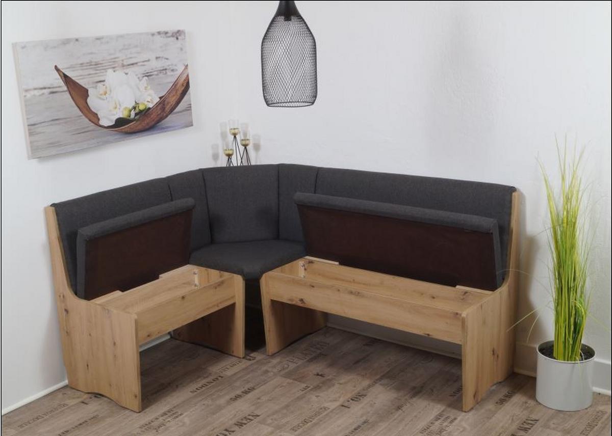 Eckbankgruppe Duisburg 4-tlg. Eiche Artisan/Grau - Dunkelgrau/Eiche Artisan, KONVENTIONELL, Holz/Holzwerkstoff (125/165cm) - P & B
