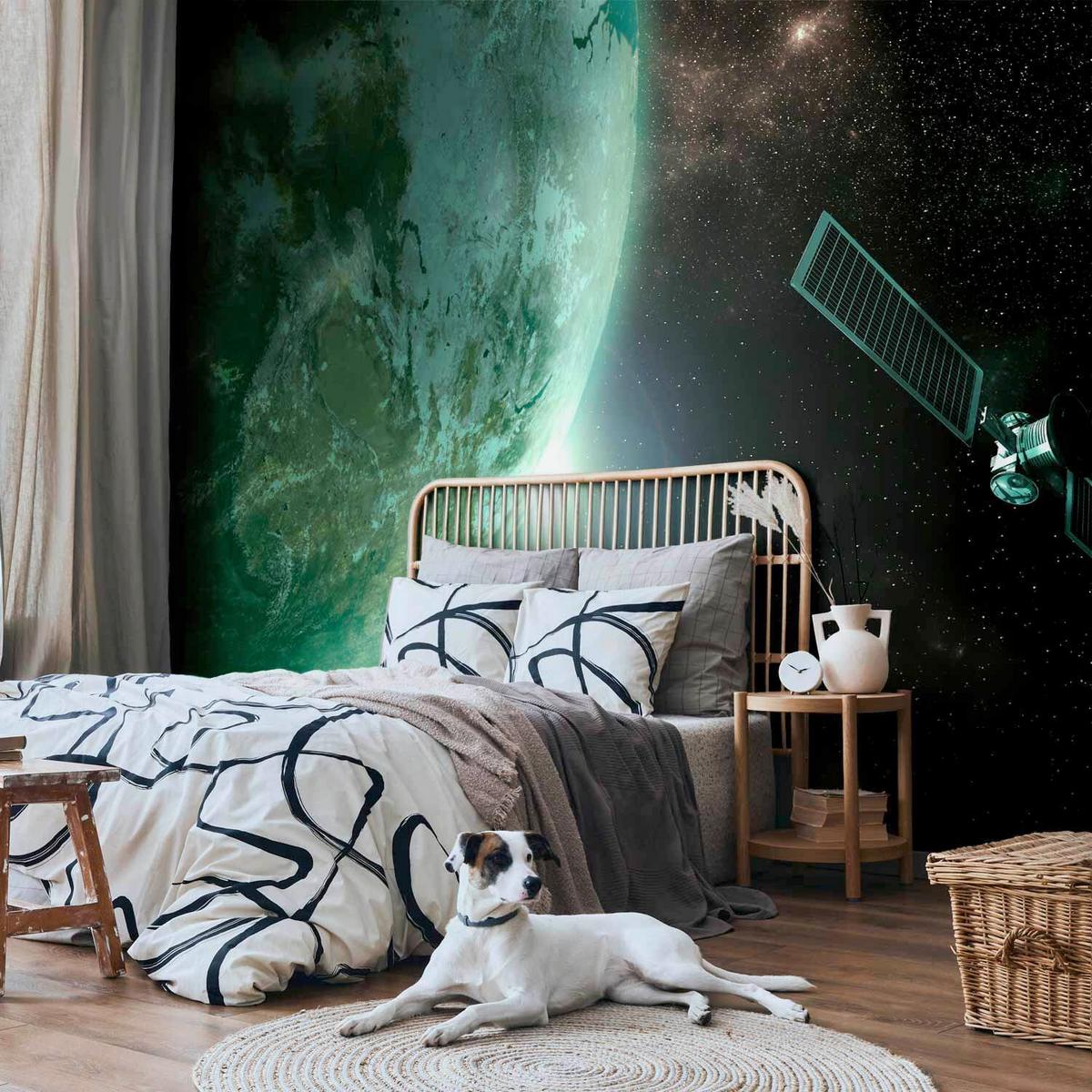 Fototapeta Green Planet, 300x210cm - črna/zelena, Trendi, tekstil (300/210cm) - artgeist