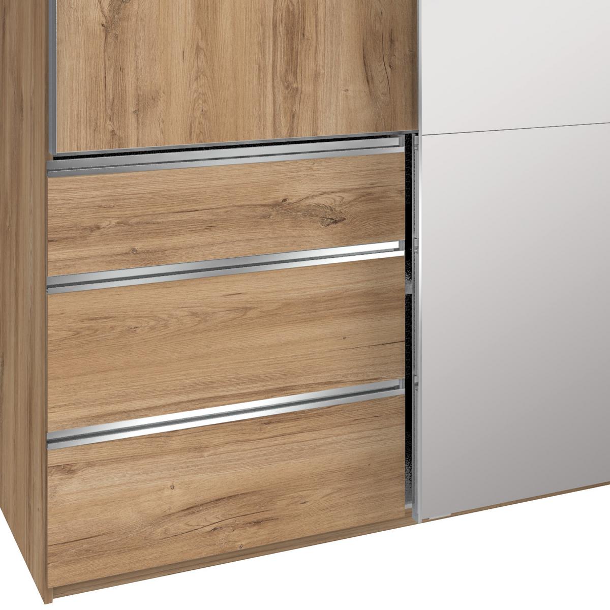 Ormar S Kliznim Vratima Level 36a - boje hrasta/boje kroma, Moderno, staklo/drvni materijal (300/216/65cm) - Modern Living