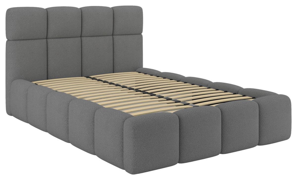 Tapecirani Krevet Cloudy - srebrne boje, Trend, drvni materijal/metal (120/200cm) - Modern Living