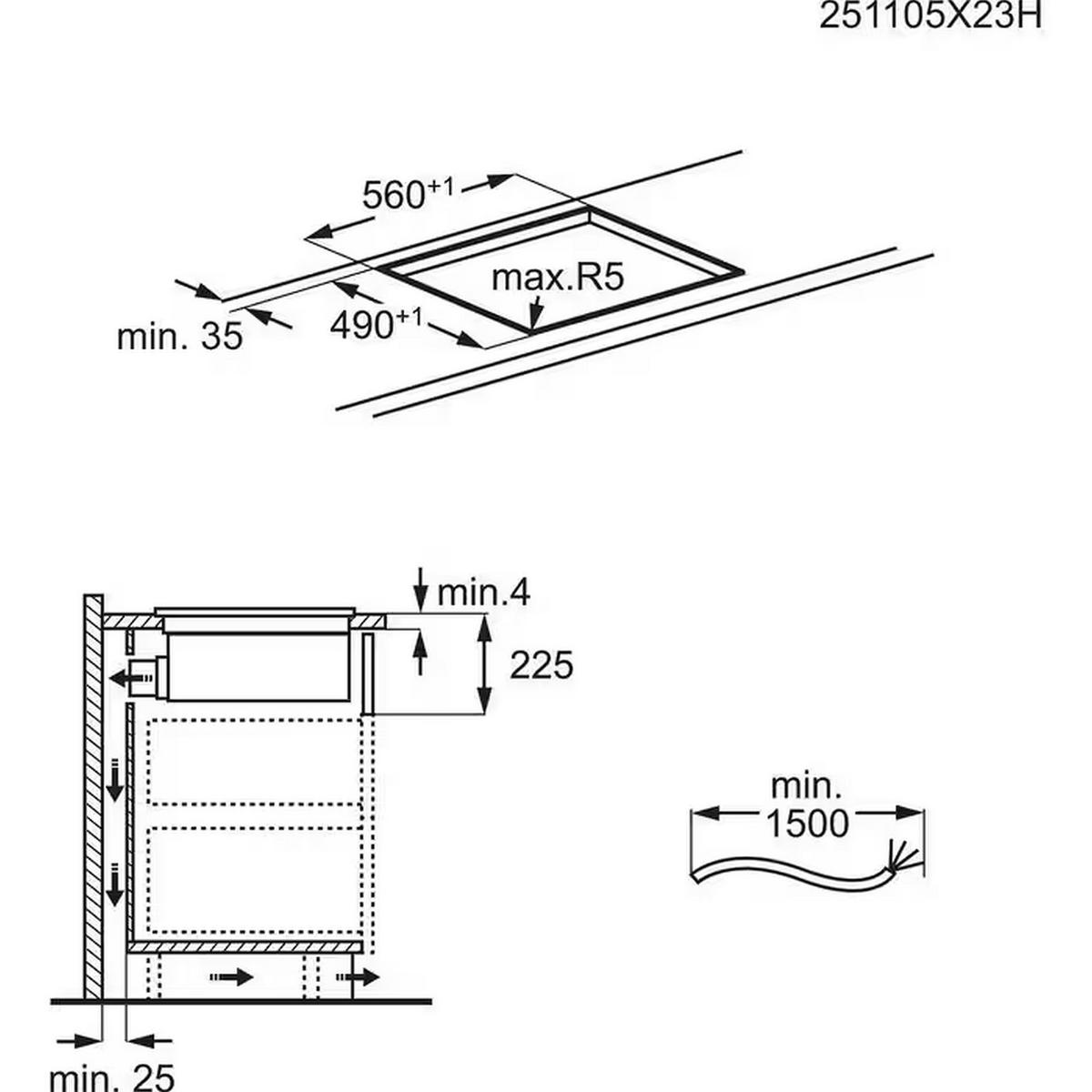 Kochfeld-Dunstabzug-Kombi XUB6643IT Schwarz - Schwarz, MODERN, Glas (58/22,5/51cm) - AEG