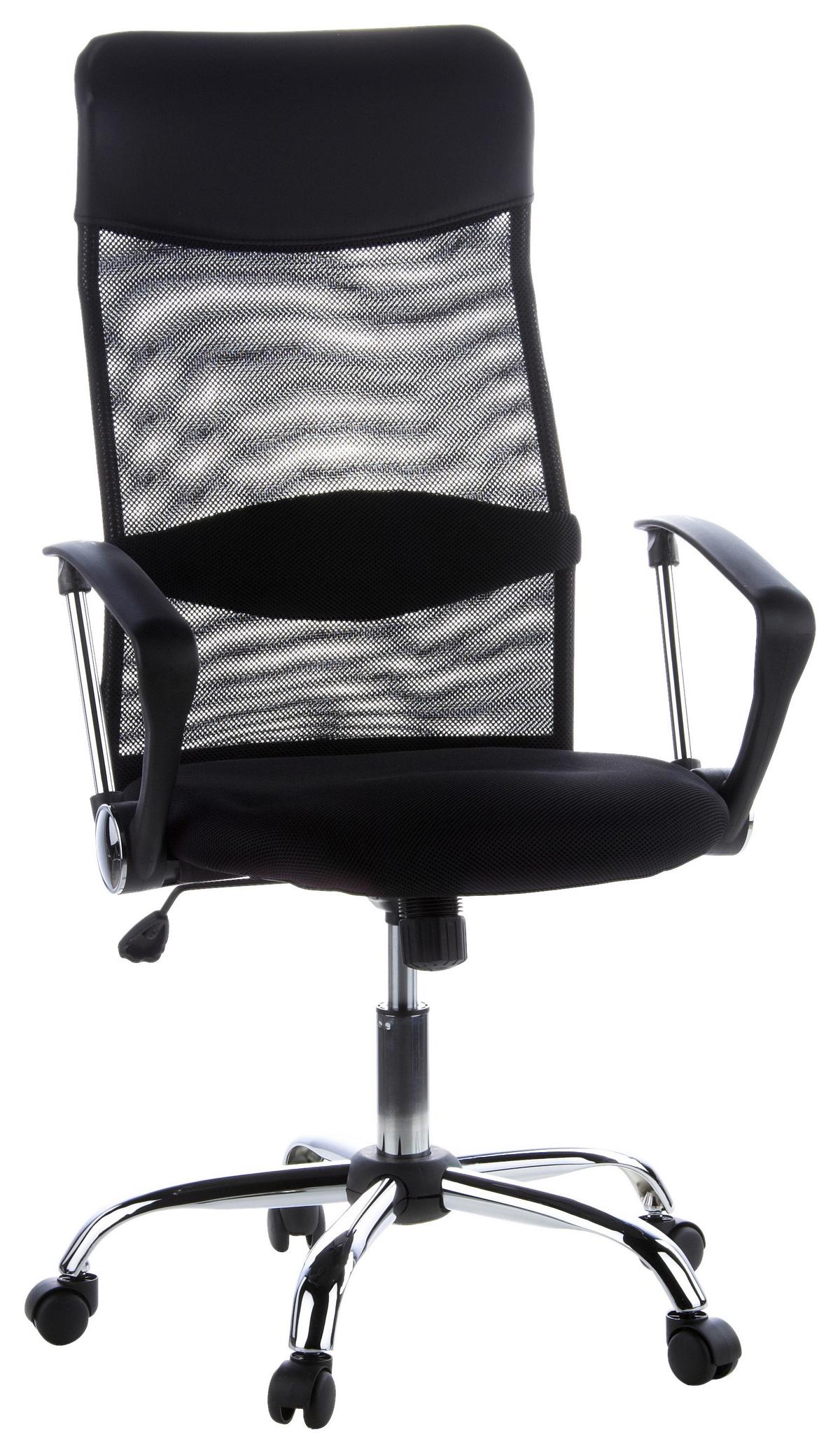 Drehstuhl Aria High Schwarz/Chromfarben - Chromfarben/Schwarz, MODERN, Kunststoff/Textil (60/129/50cm) - MID.YOU