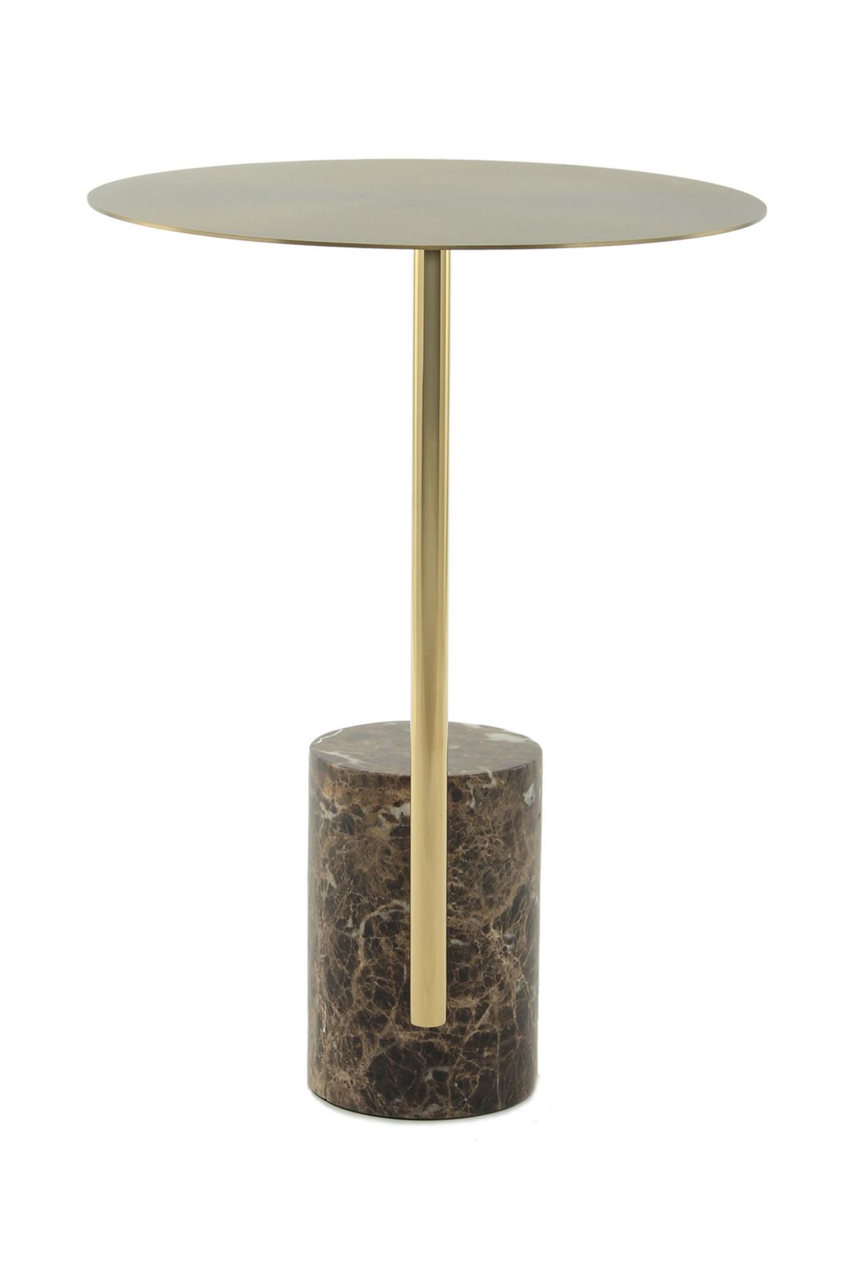 BEISTELLTISCH ROCIO 400 BRAUN / MULTI - Design, métal/pierre (40/40/54cm) - Kayoom