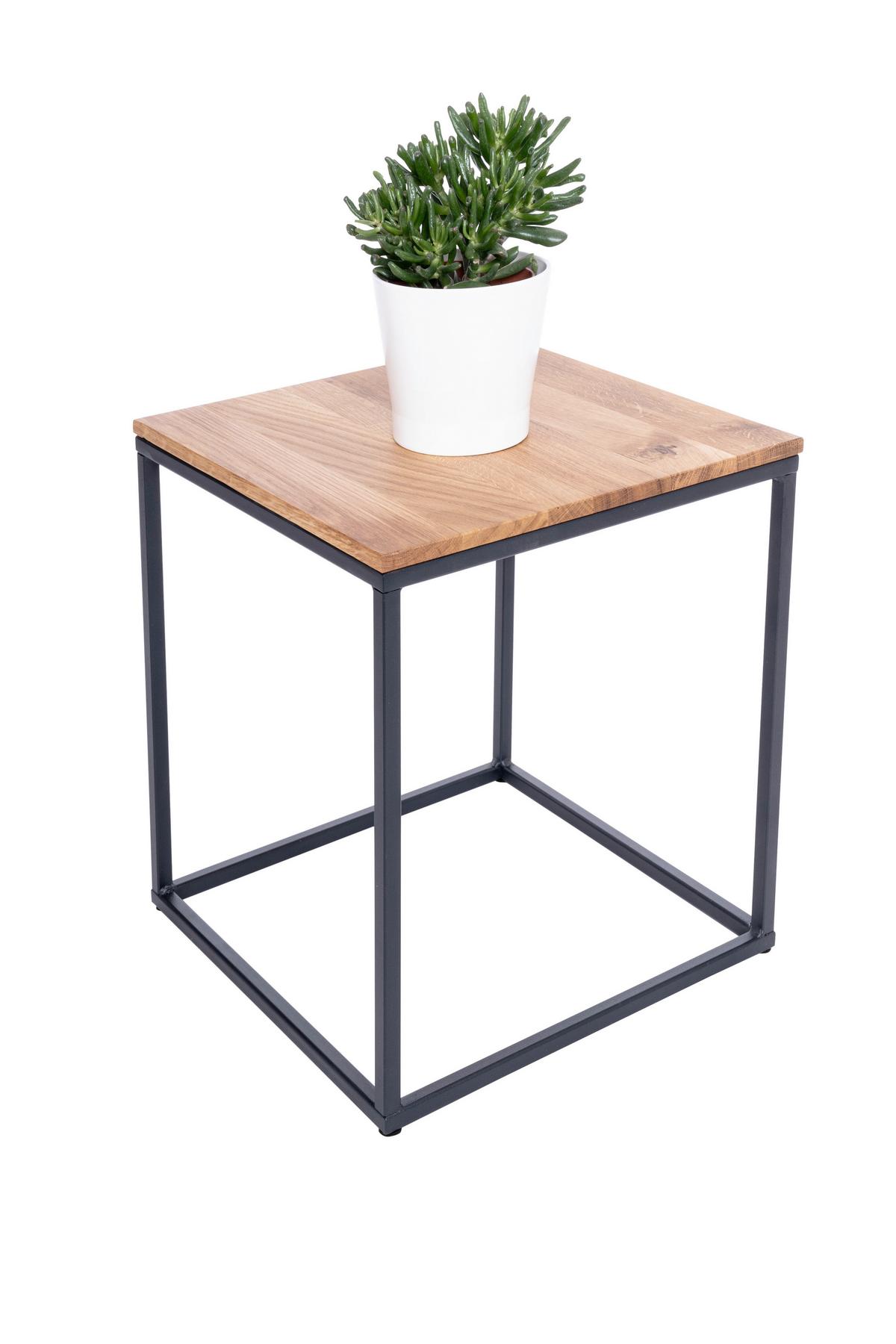 Beistelltisch B154405 Justus - Eichefarben/Schwarz, Natur, Holz/Metall (40/40/41cm) - Globo
