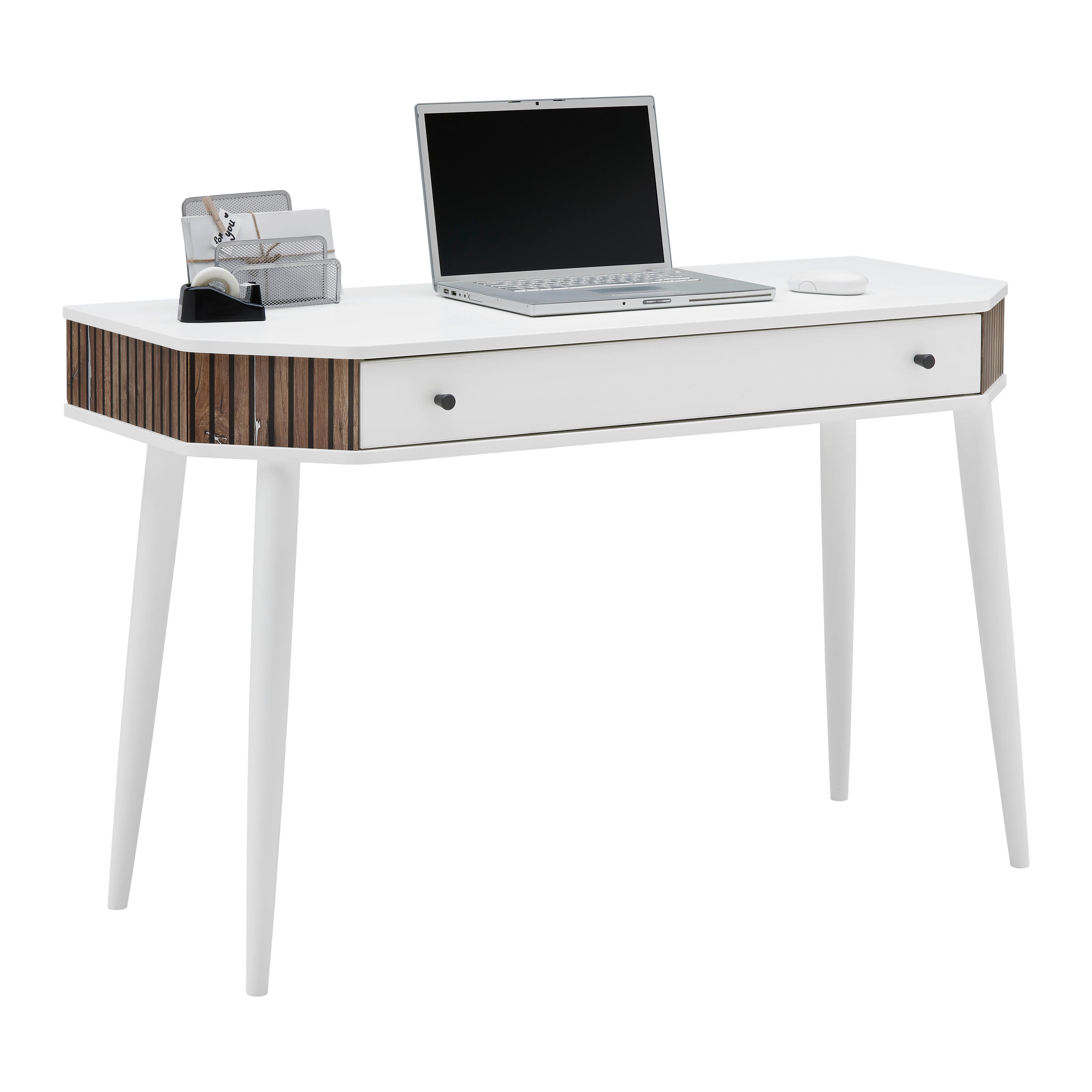 Schreibtisch Capri in Weiß/Eichefarben - Eichefarben/Schwarz, MODERN, Holz/Holzwerkstoff (120/76/50cm) - Mömax
