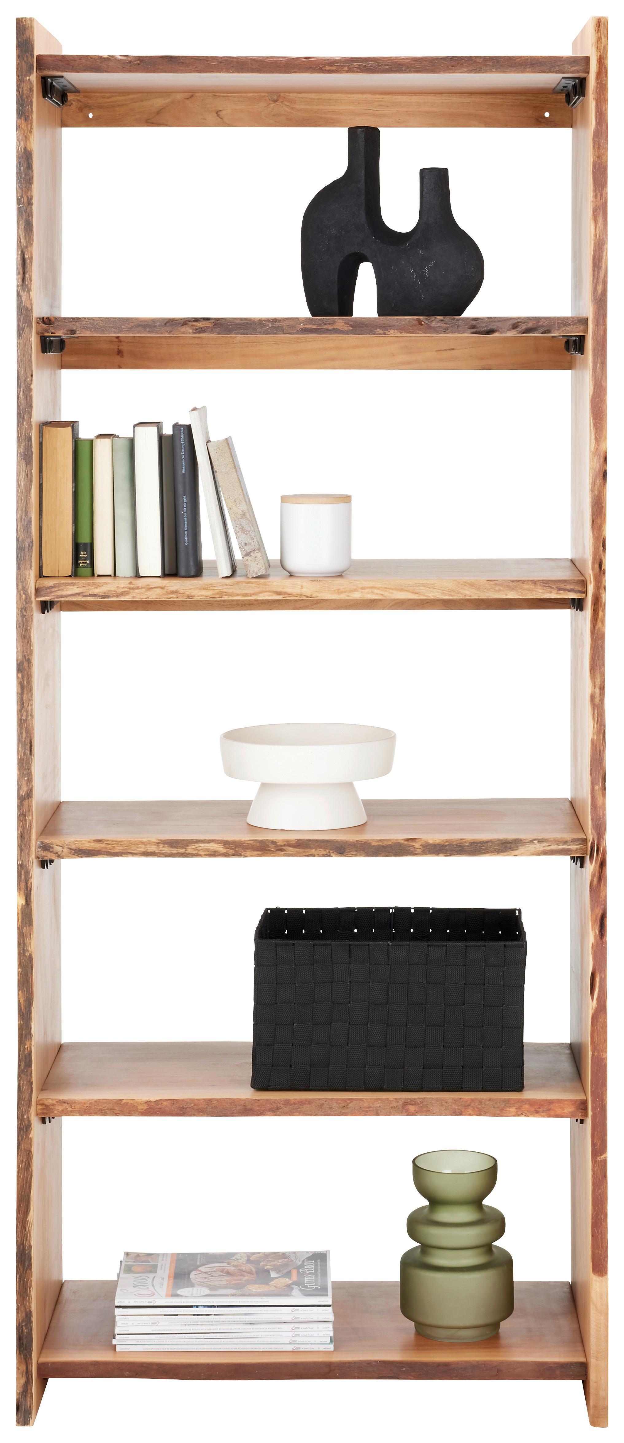 Regal Timber, Akacija, Masivno - črna/barve akacije, Natur, kovina/les (80/190/38cm) - Premium Living