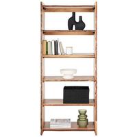 Polc Tömörfa Timber - akácia színű/fekete, Natur, fa/fém (80/190/38cm) - Premium Living