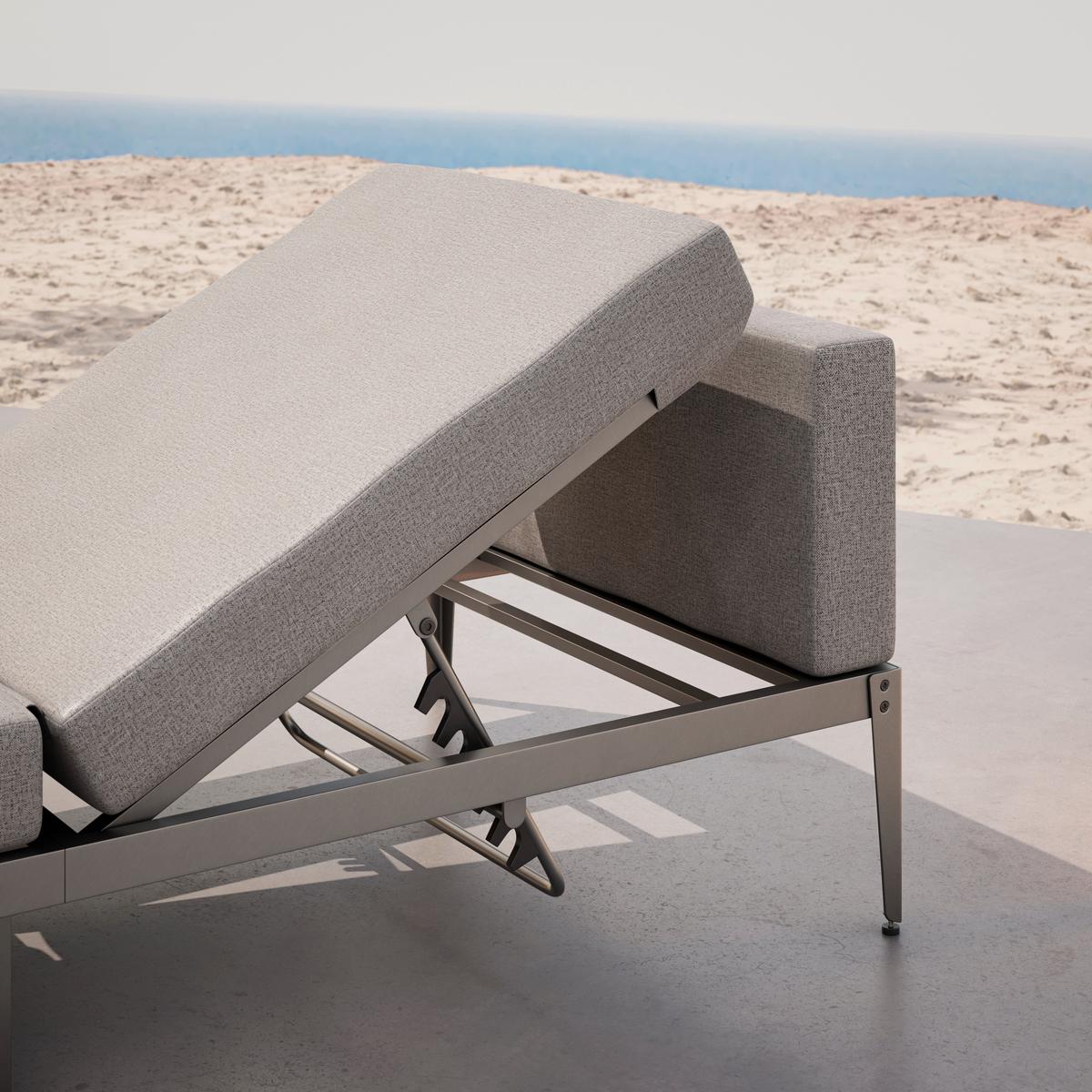 Gartenliege Flo in Grau/Teakfarben - Dunkelgrau/Grau, Modern, Holz/Metall (201/81/61,5cm) - Mömax