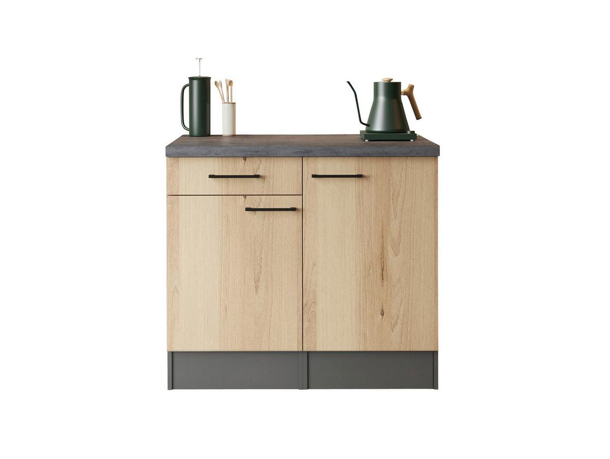 Buffet Oliver Grau/Eiche - Schwarz/Eiche Artisan, Trend, Holzwerkstoff/Metall (100/90/60cm) - Respekta