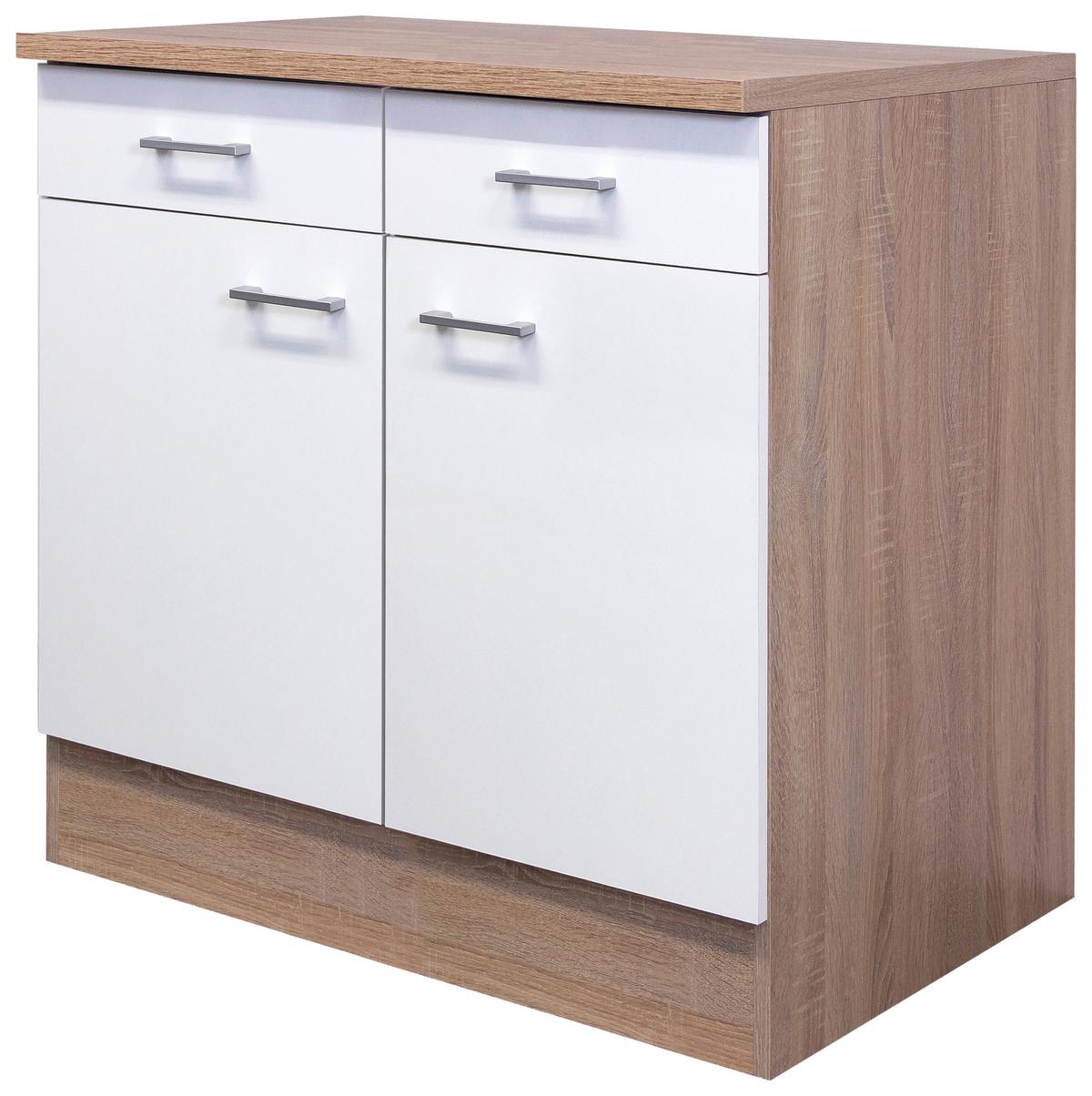 Dulap de bucătărie Samoa - stejar Sonoma/alb, Konventionell, material pe bază de lemn (80/85/57cm)
