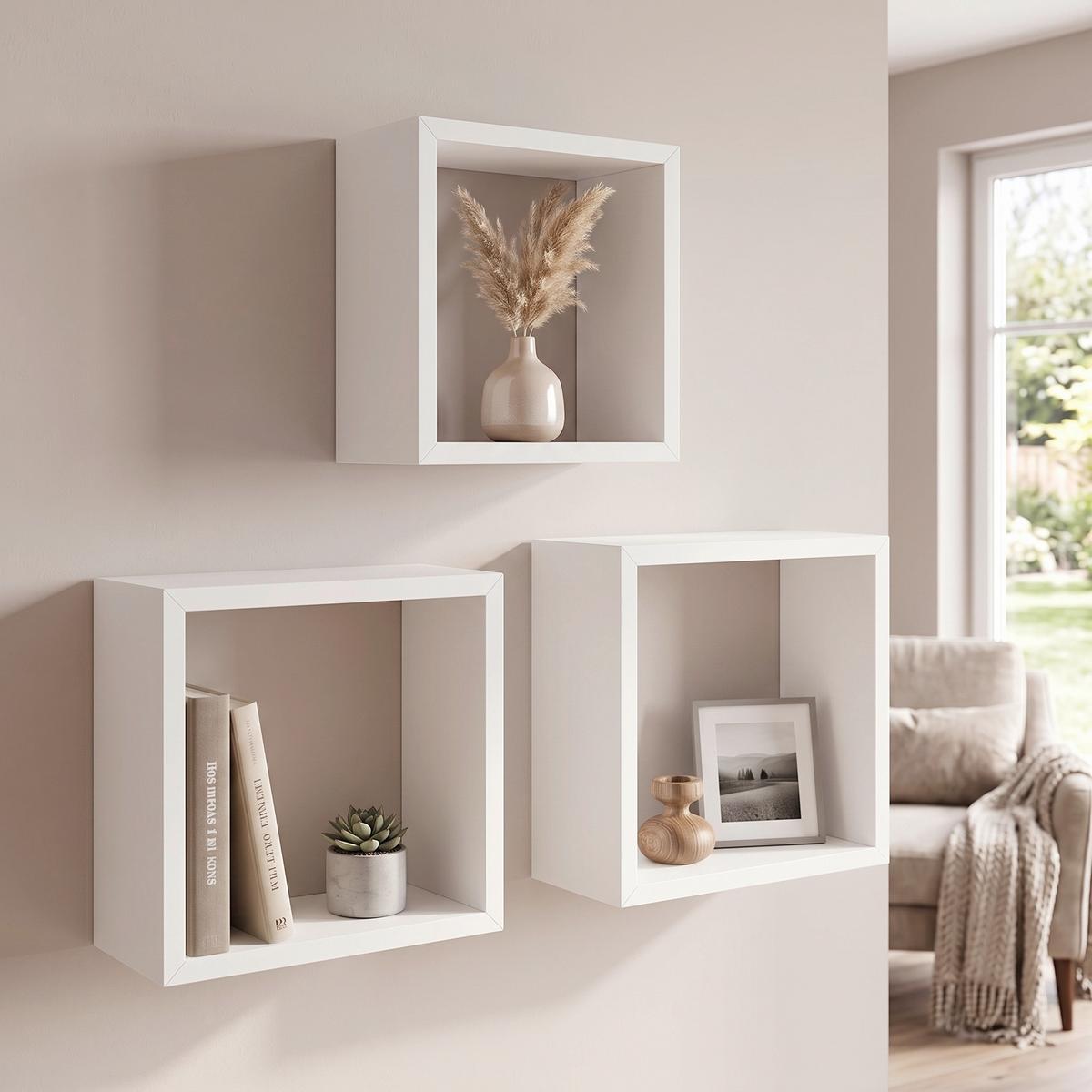 Set Etajere De Perete Simple 3 Casmir - Modern, plastic/material pe bază de lemn (30-27-24/30-27-24/12cm) - Best Price
