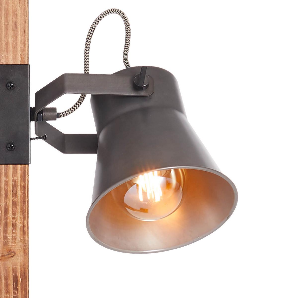 Stehleuchte Plow max. 10 Watt - Schwarz, Design, Holz/Metall (51/153,5cm) - Brilliant