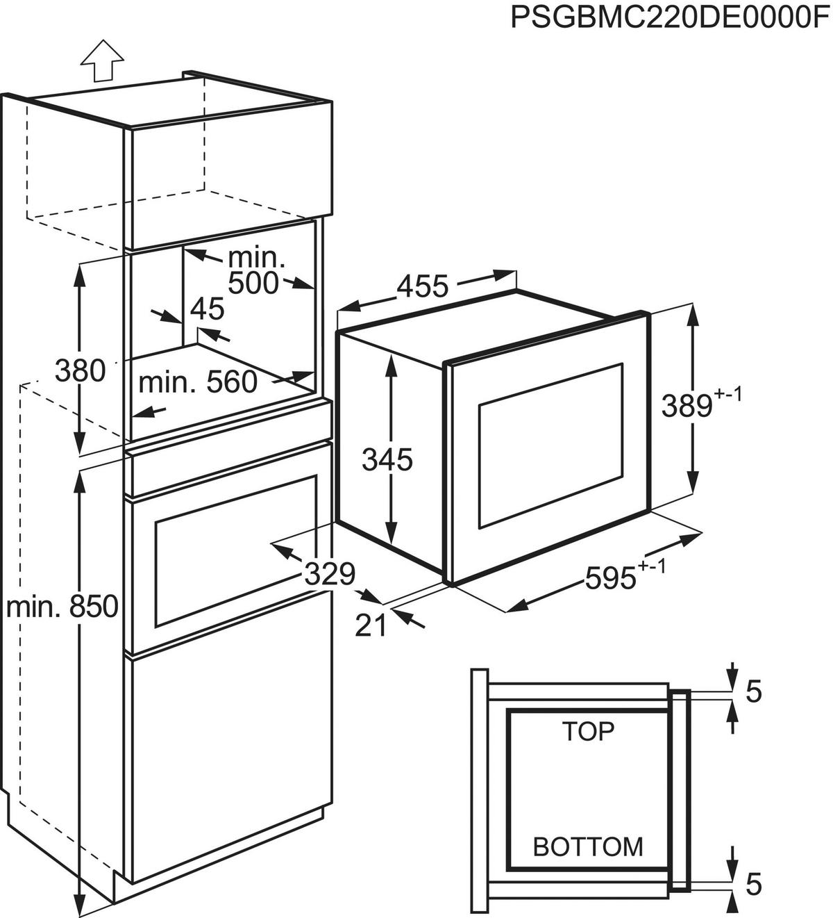 KUCHENKA MIKROFAL. DO ZABUDOWY ZMSN6DX - kolor stalowy/czarny, metal (59,5/39/31,2cm) - Zanussi