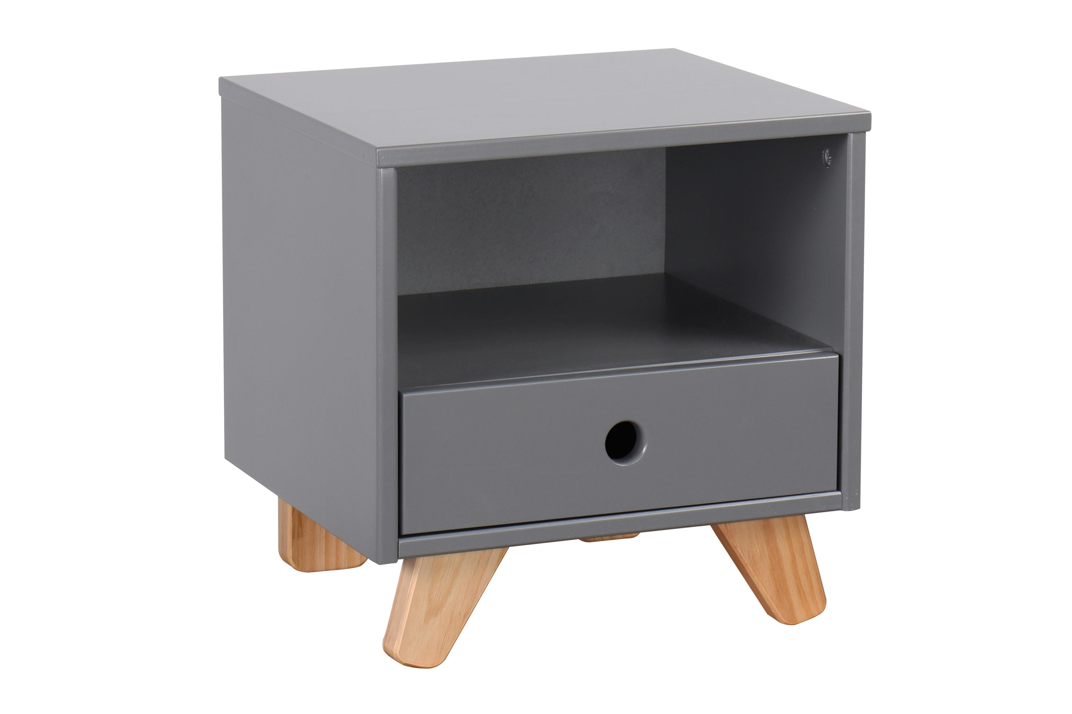 Nachtkästchen Grau - Naturfarben/Grau, Design, Holz/Holzwerkstoff (40/40/35cm) - Livetastic